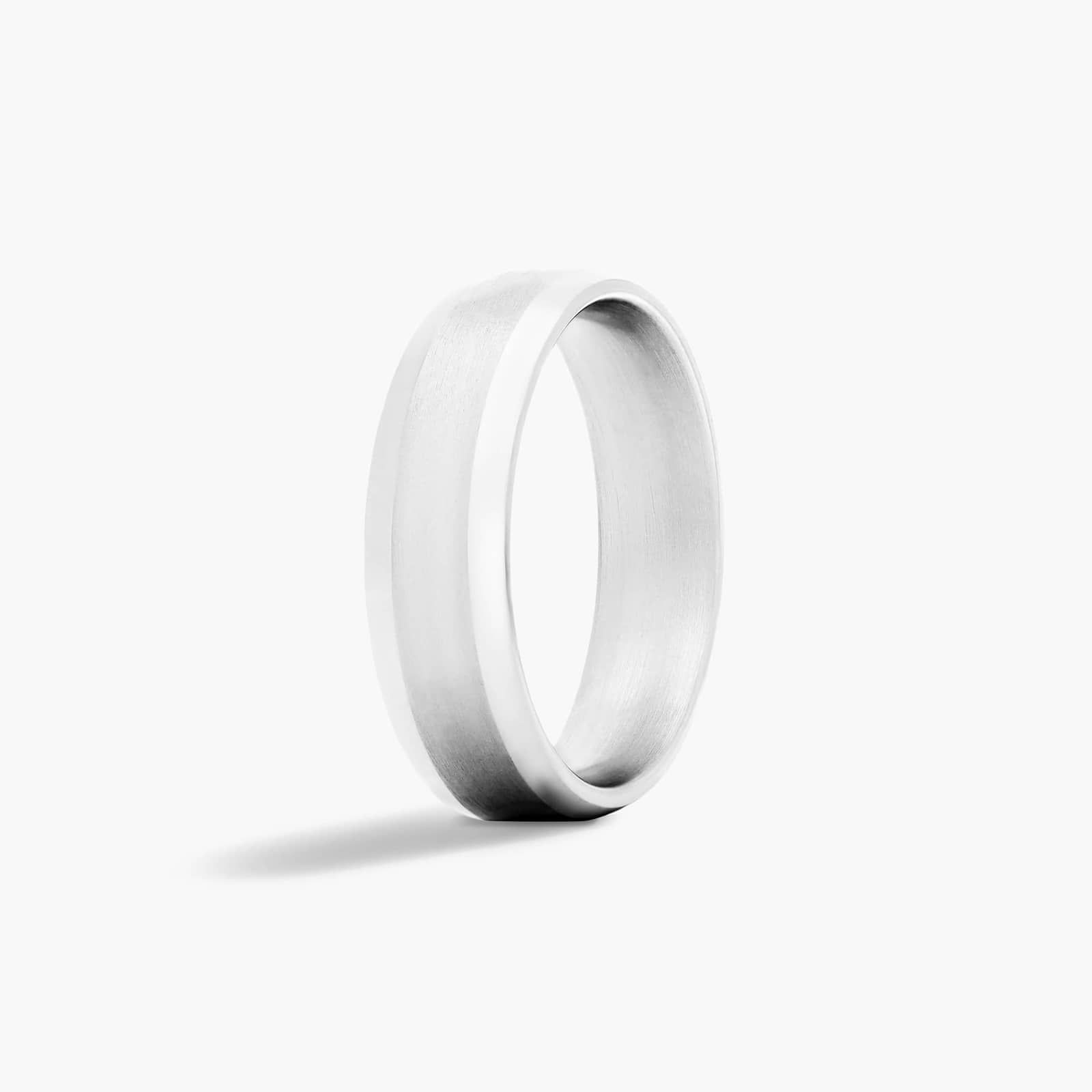 Comfort Fit Beveled Men's Wedding Band In 14K White Gold (6.00mm)