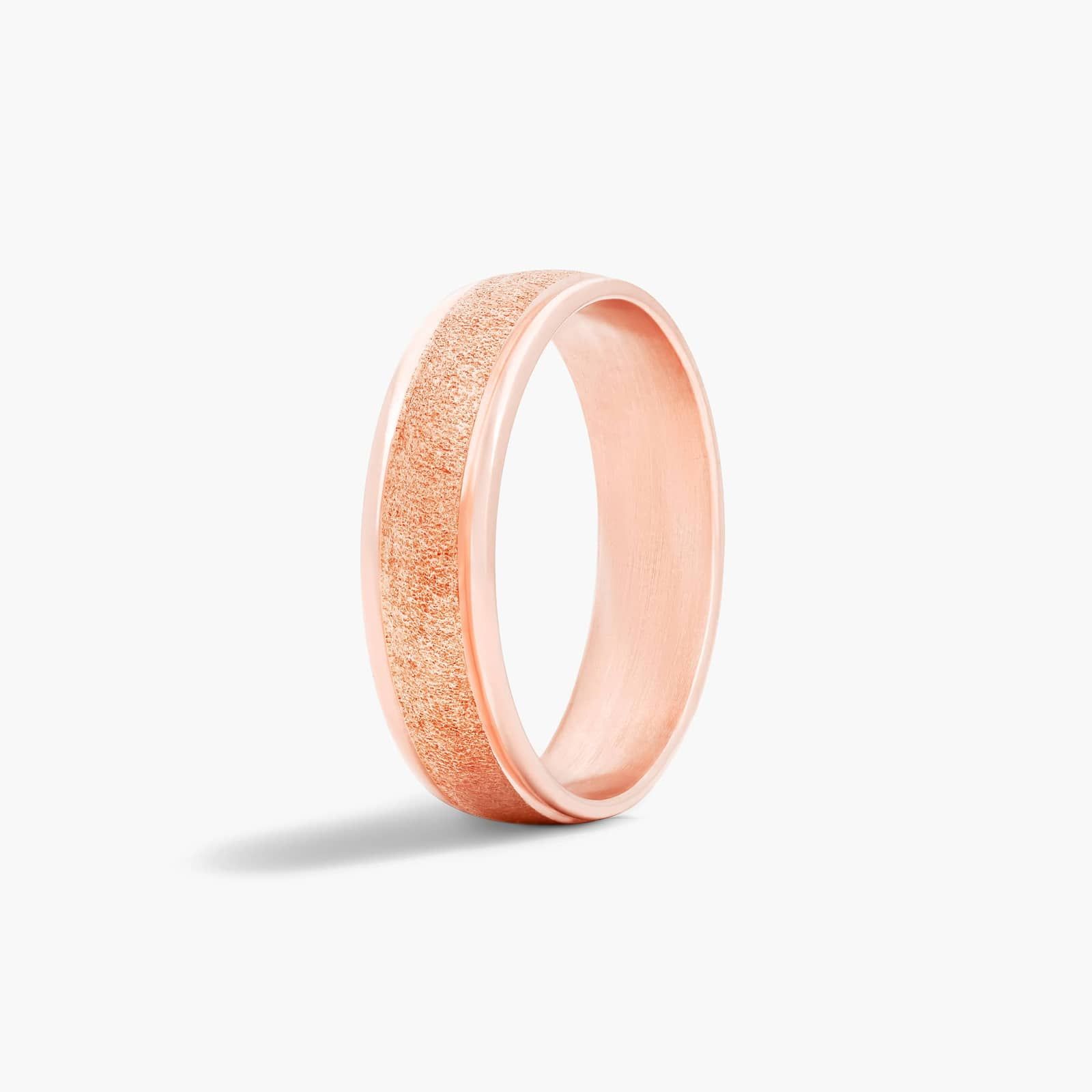 Comfort Fit Wire Finish Men's Wedding Band In 14K Rose Gold (6.00mm)