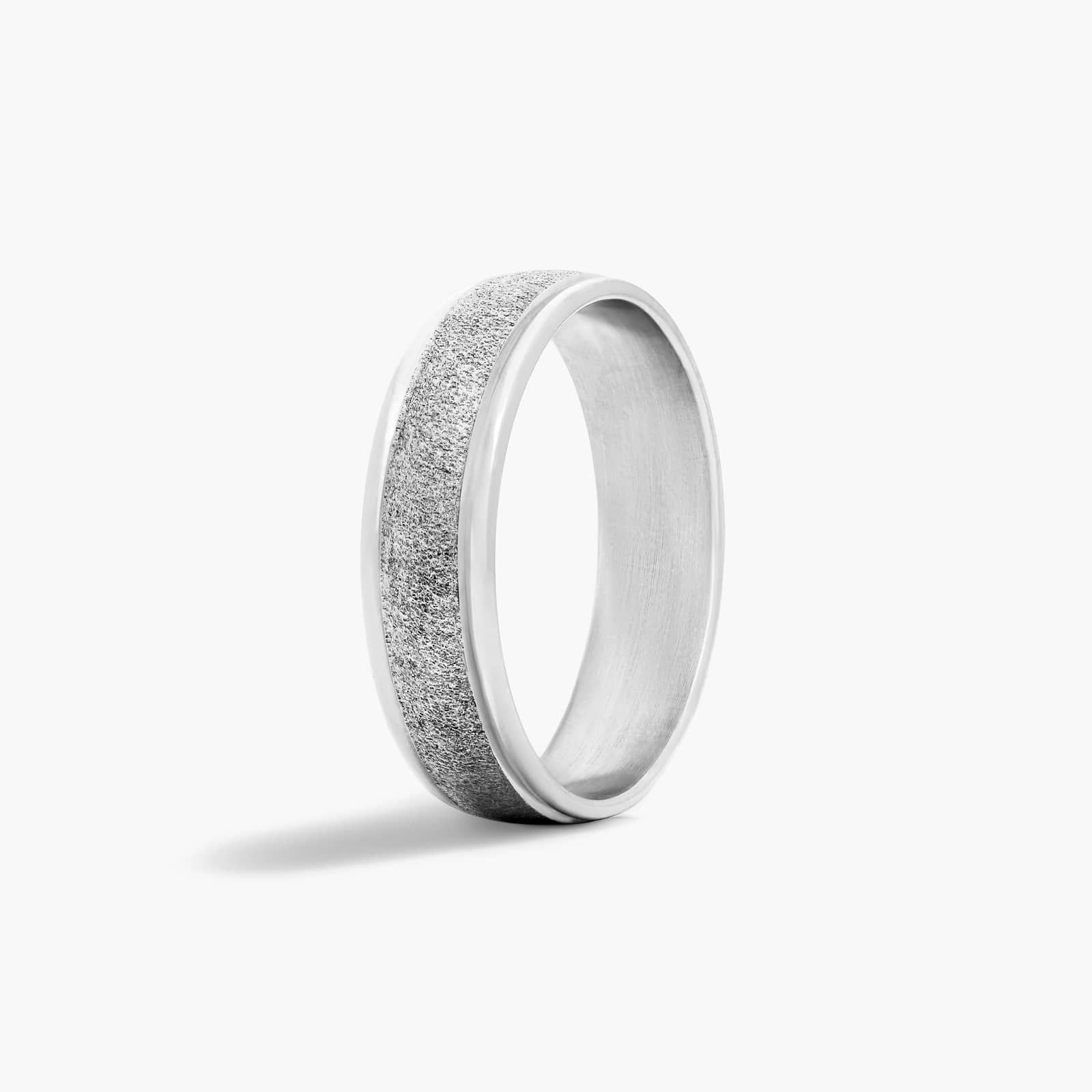 Comfort Fit Wire Finish Men's Wedding Band In 18K White Gold (6.00mm)