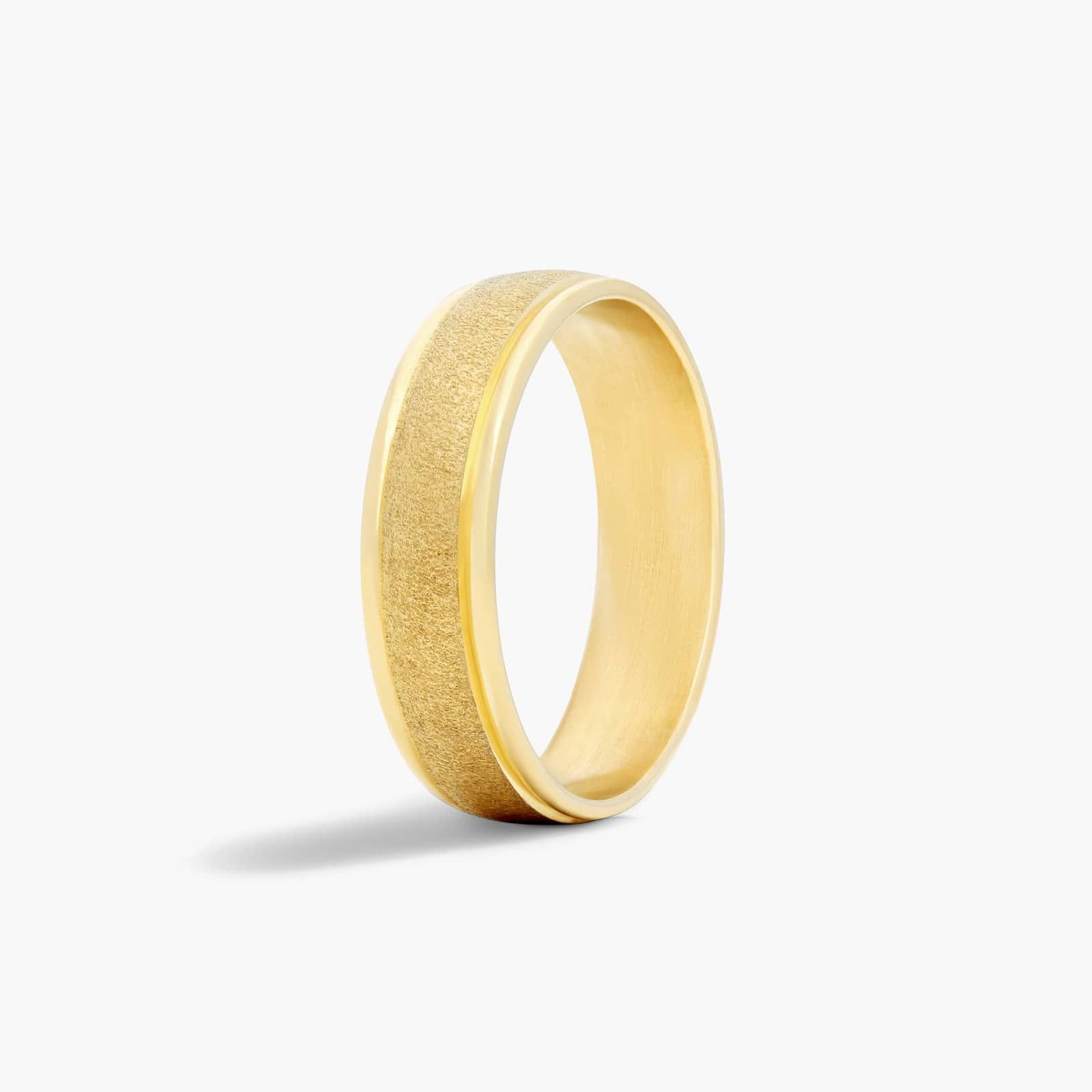 Comfort Fit Wire Finish Men's Wedding Band In 14K Yellow Gold (6.00mm)