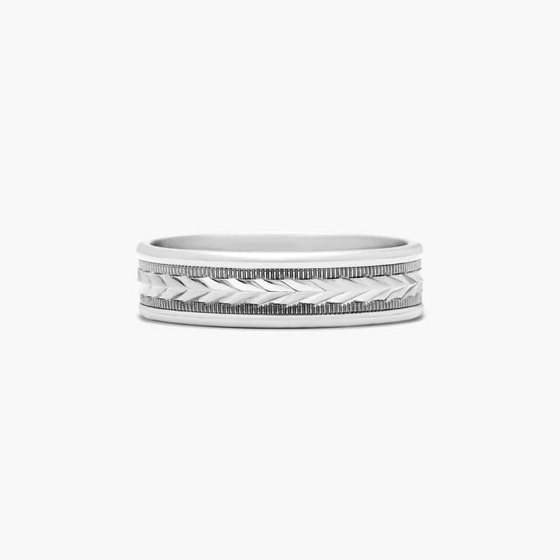 Comfort Fit Arrow Design Men's Wedding Band In Platinum (6.00mm)