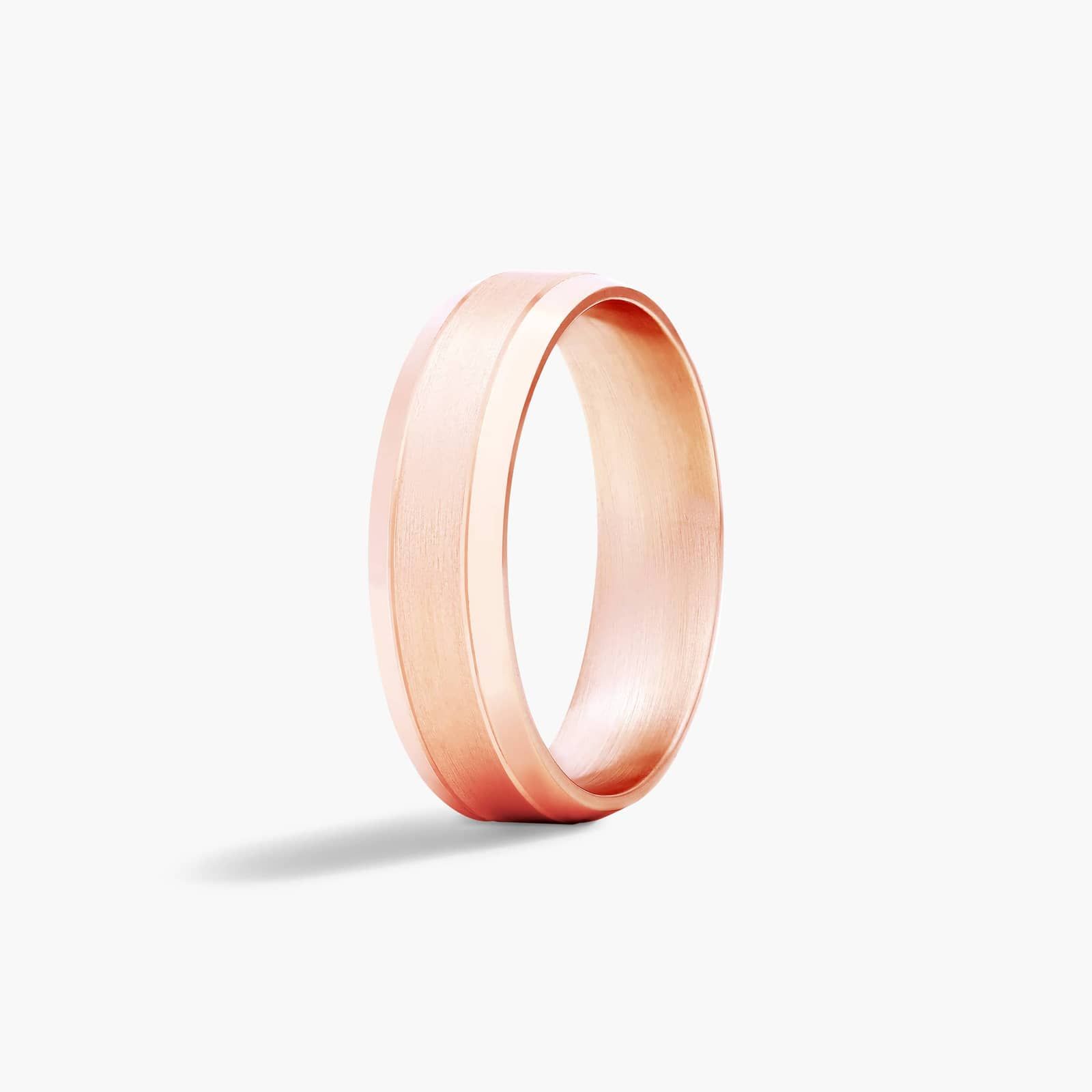 Comfort Fit Etched Men's Wedding Band In 14K Rose Gold (6.00mm)