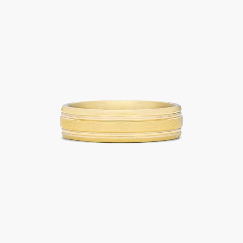 Comfort Fit Grooved Men's Wedding Band In 14K Yellow Gold (6.00mm)