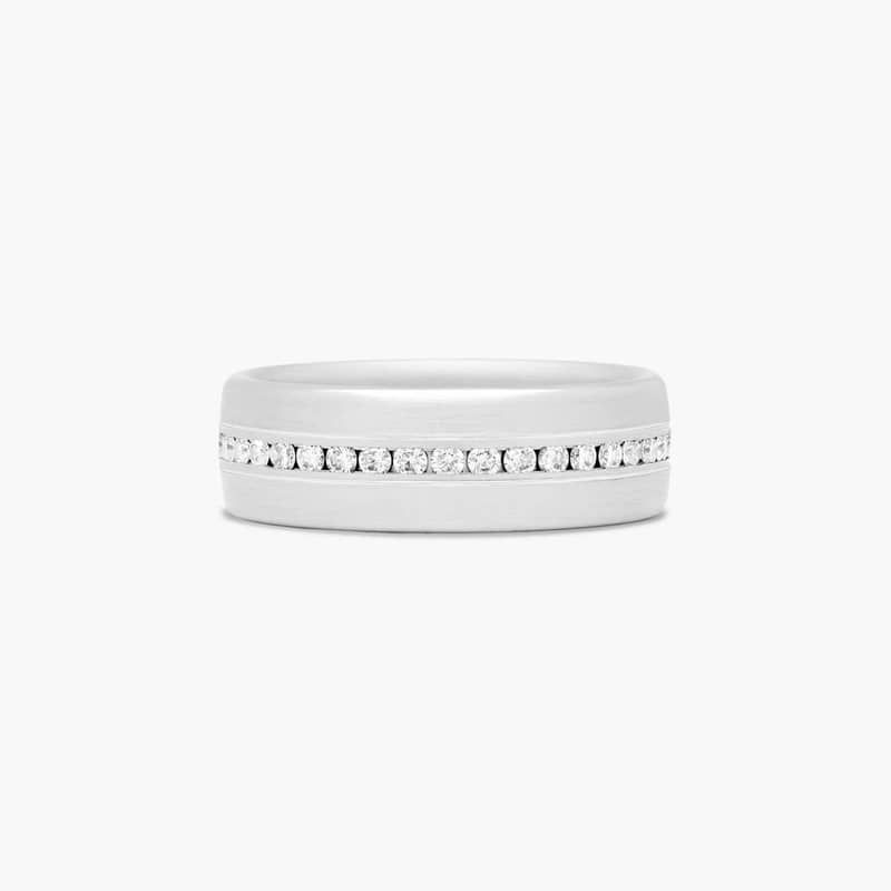 Channel Set Satin Finish Men's Diamond Wedding Band In Platinum (7.50mm)