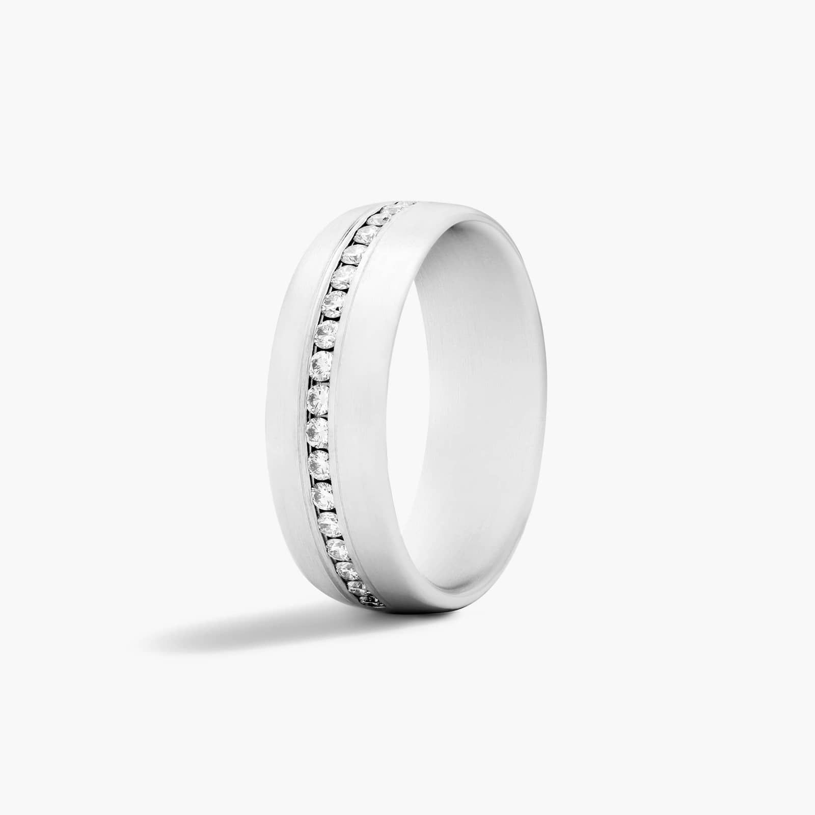 Channel Set Satin Finish Men's Diamond Wedding Band In Platinum (7.50mm)