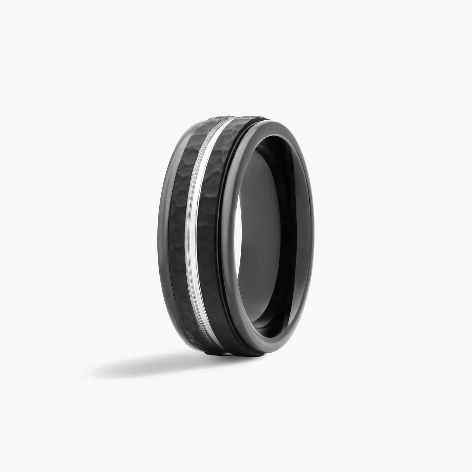 Black Comfort Fit Hammered Finish Men's Wedding Band In Cobalt (8.00mm)