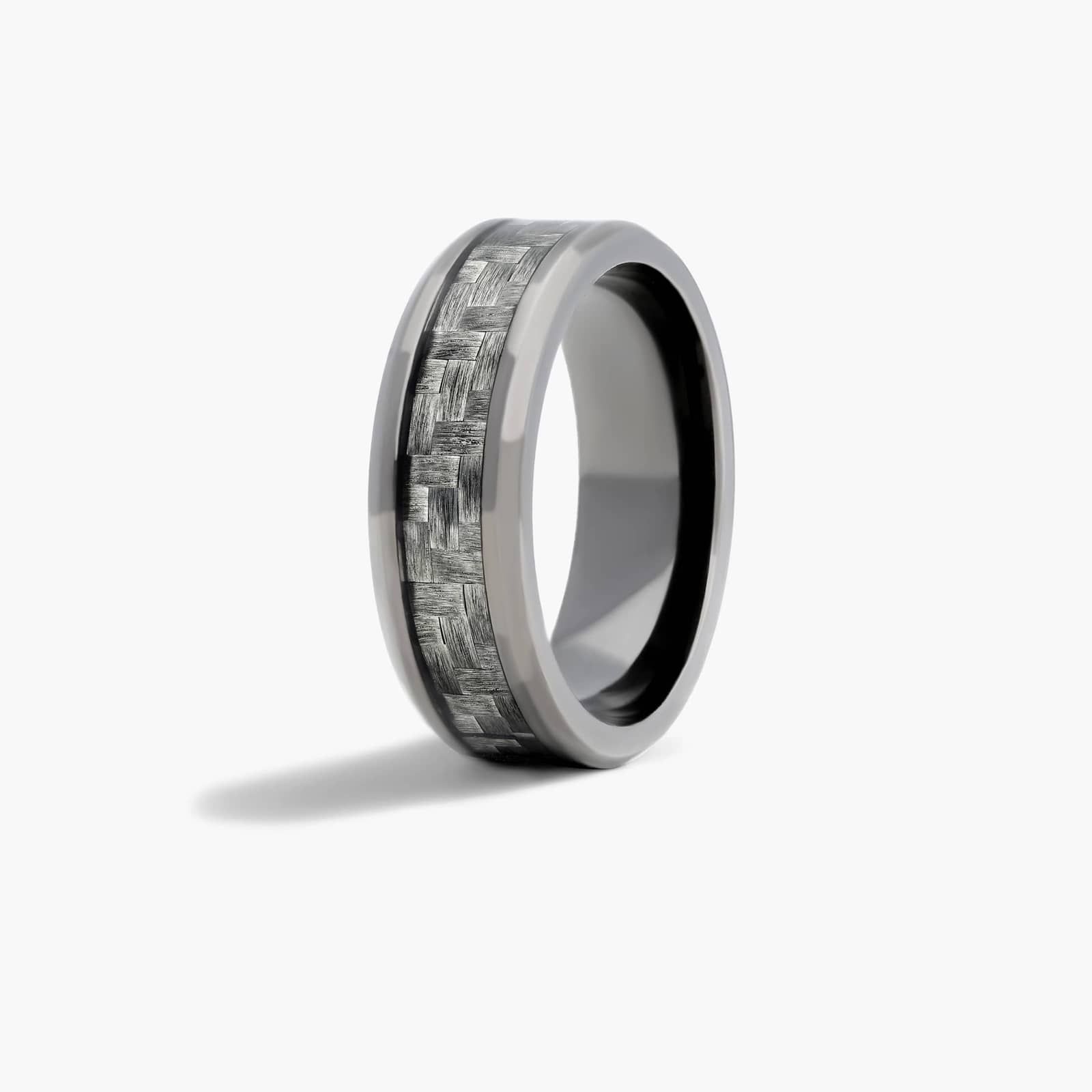 Carbon Fiber Inlay Men's Wedding Band In Tantalum (7.50mm)