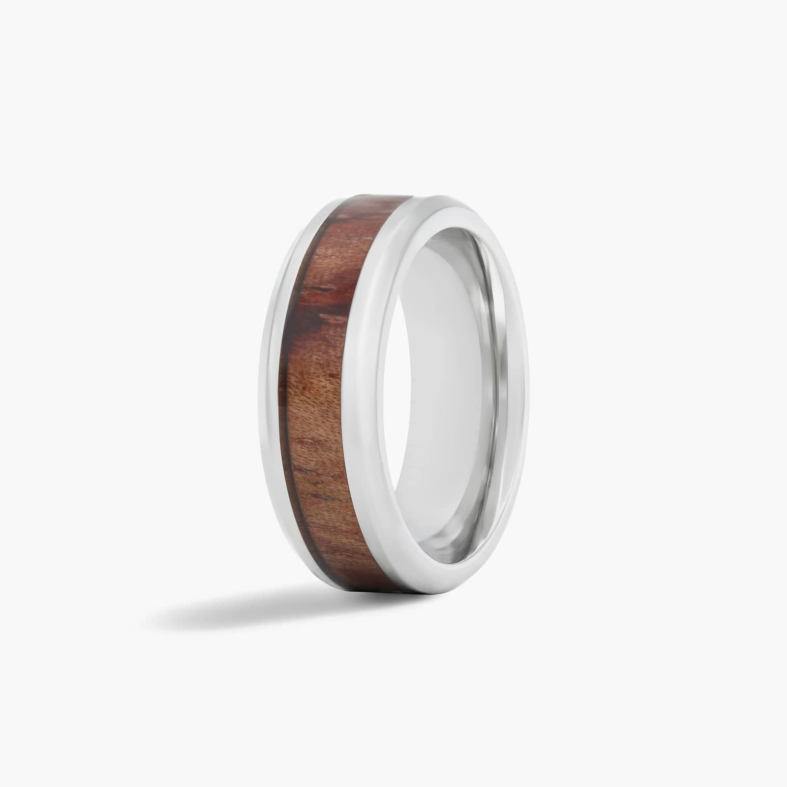 Chrome Comfort Fit Wood Grain Men's Wedding Band In Cobalt (8.00mm)
