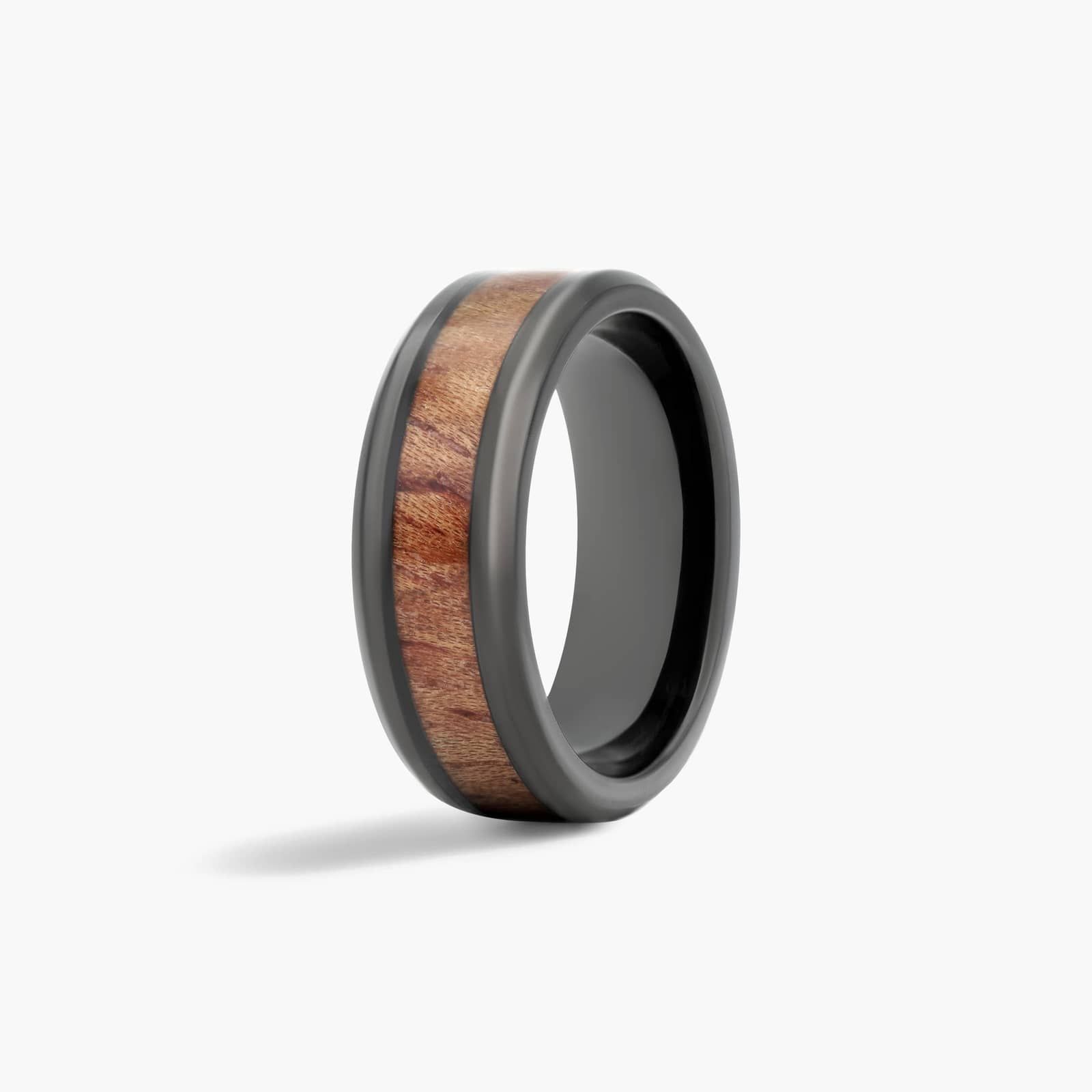Black Comfort Fit Wood Grain Men's Wedding Band In Cobalt (8.00mm)
