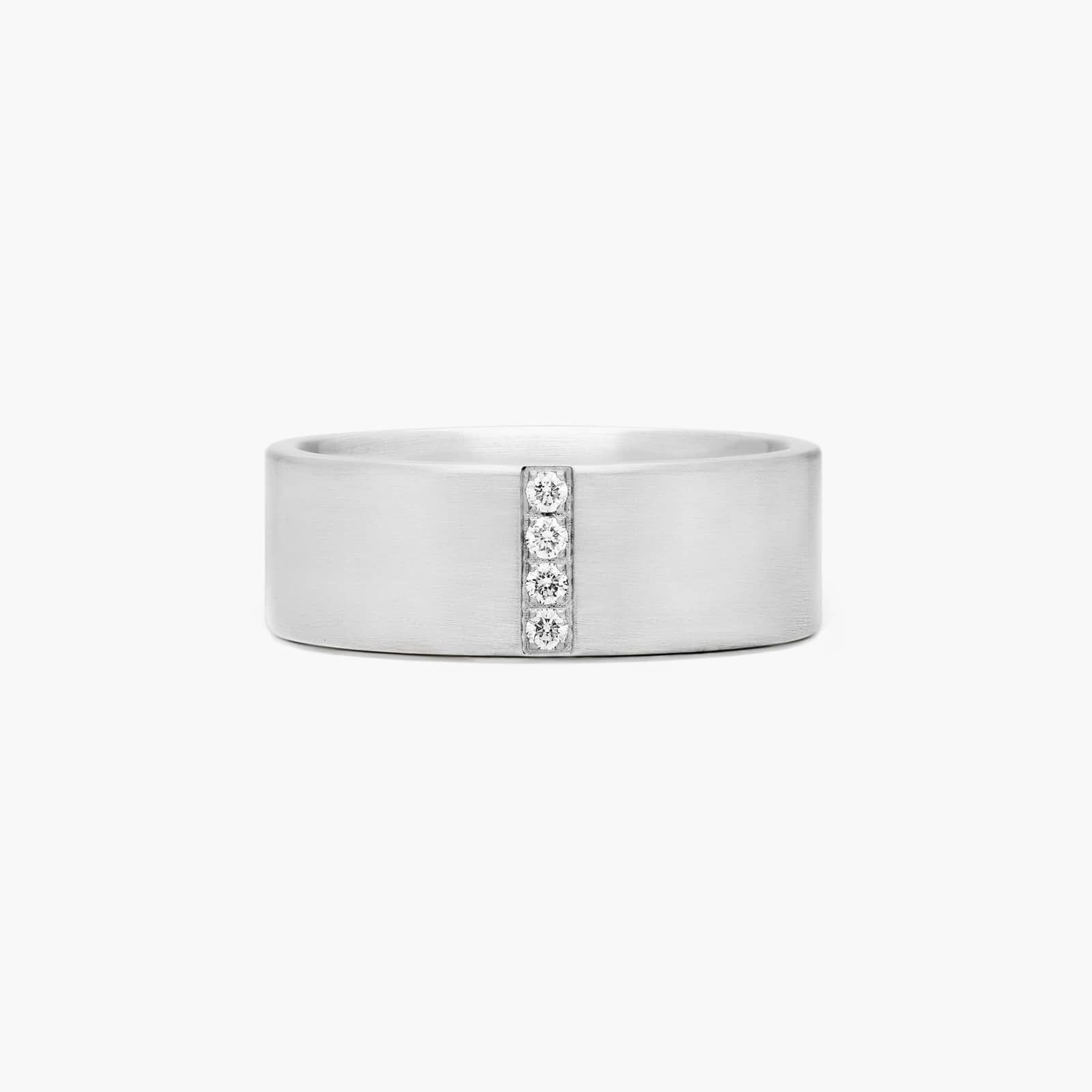 Satin Finish Men's Diamond Wedding Band In 14K White Gold (8.00mm)