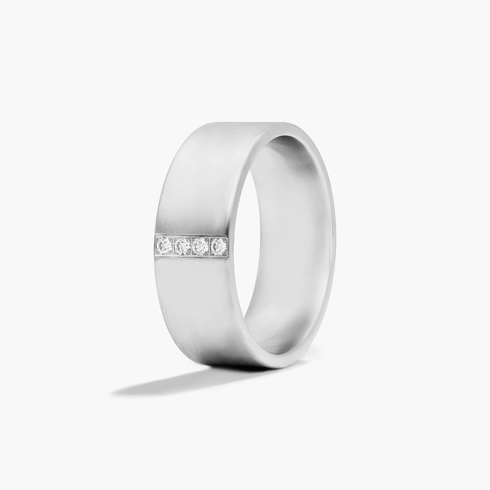 Satin Finish Men's Diamond Wedding Band In 14K White Gold (8.00mm)