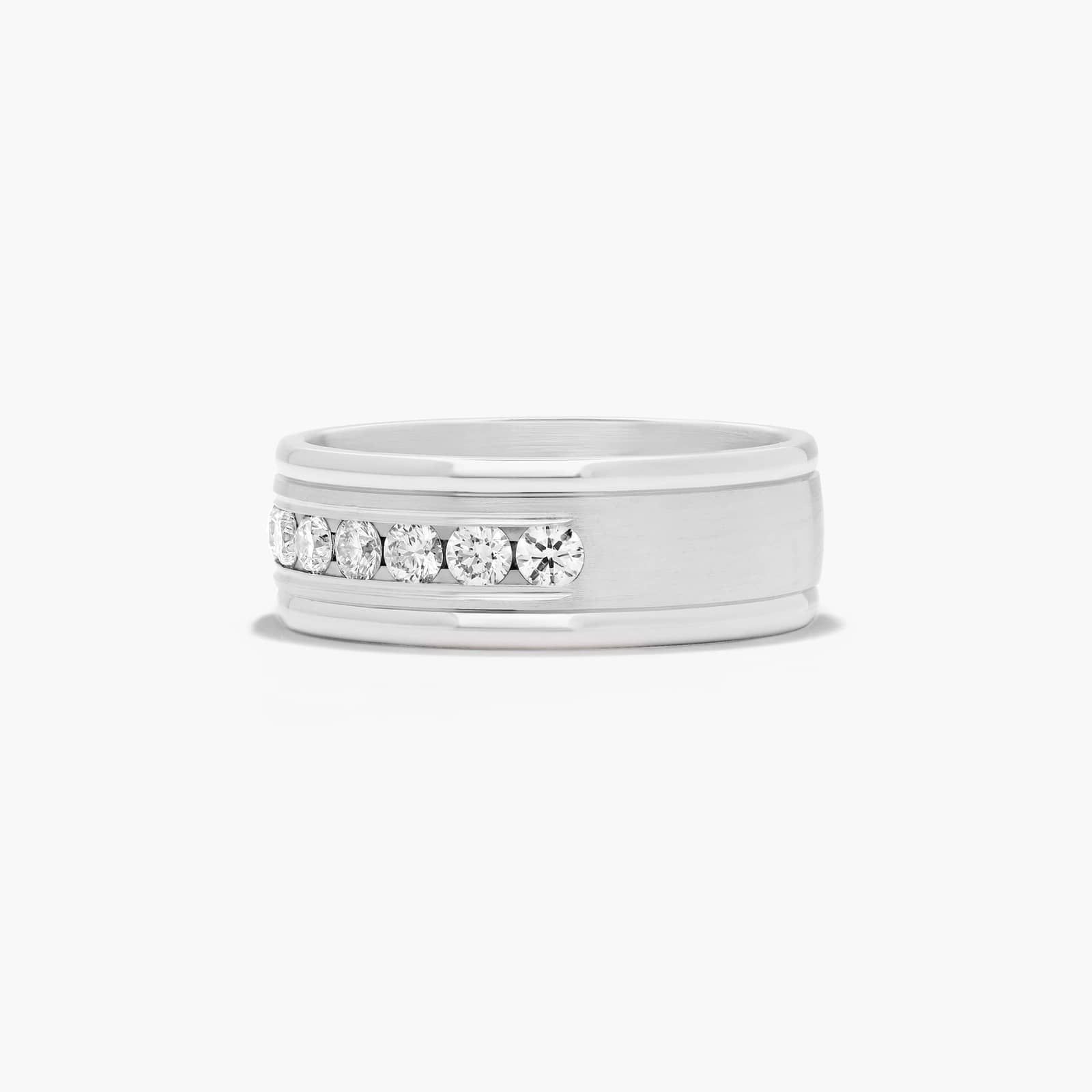 Comfort Fit Channel Set Men's Diamond Wedding Band In Platinum (8.00mm)