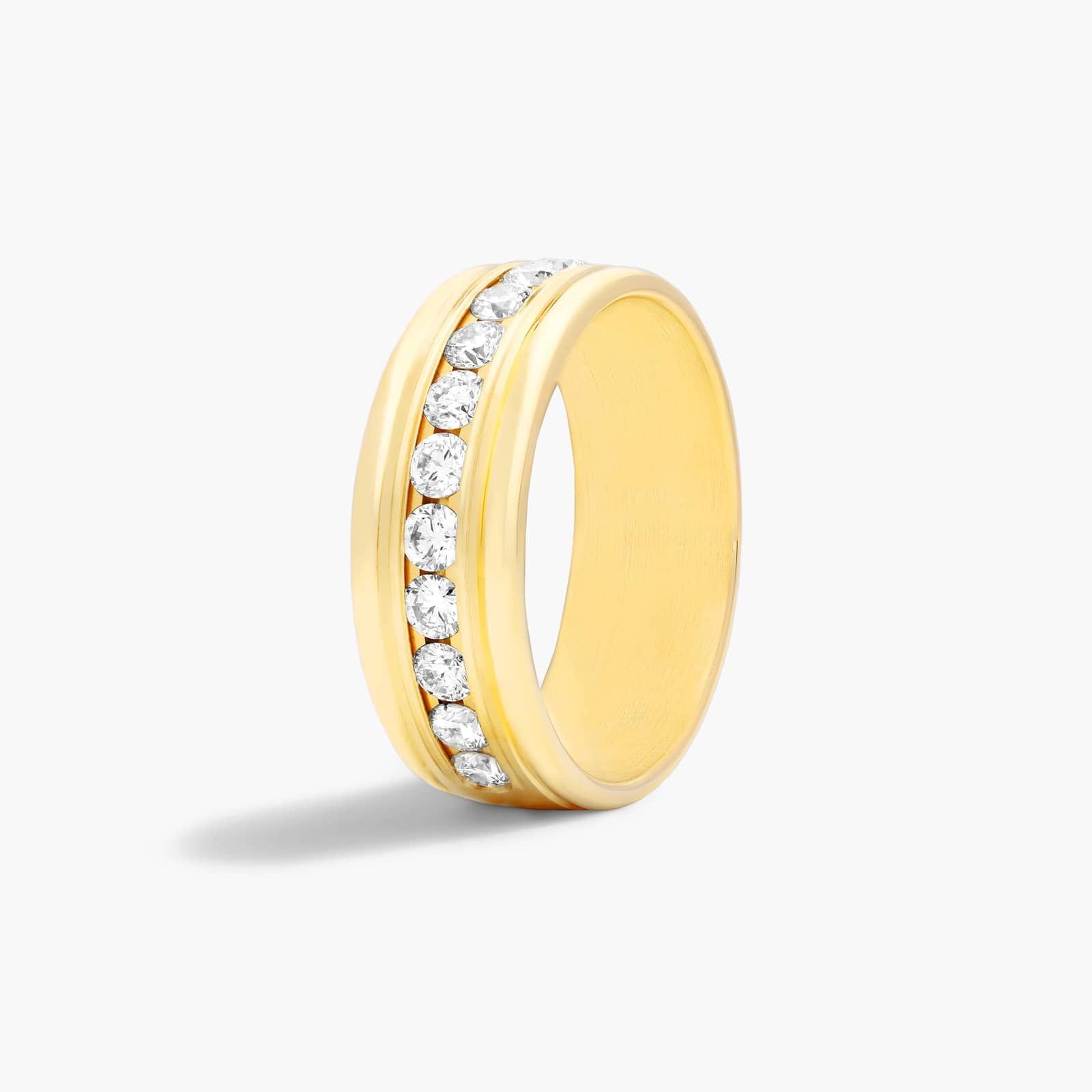Comfort Fit Channel Set Men's Diamond Wedding Band In 14K Yellow Gold (8.00mm)