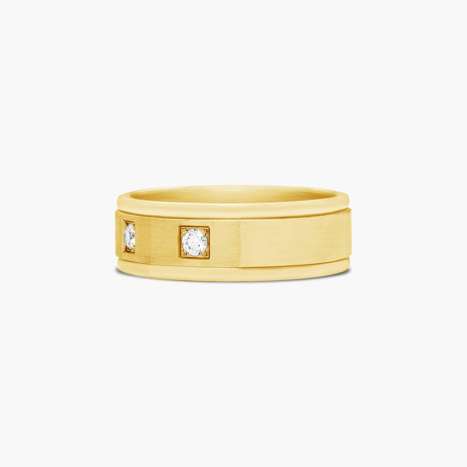 Pavé Set 3-Stone Men's Diamond Wedding Band In 14K Yellow Gold (8.00mm)