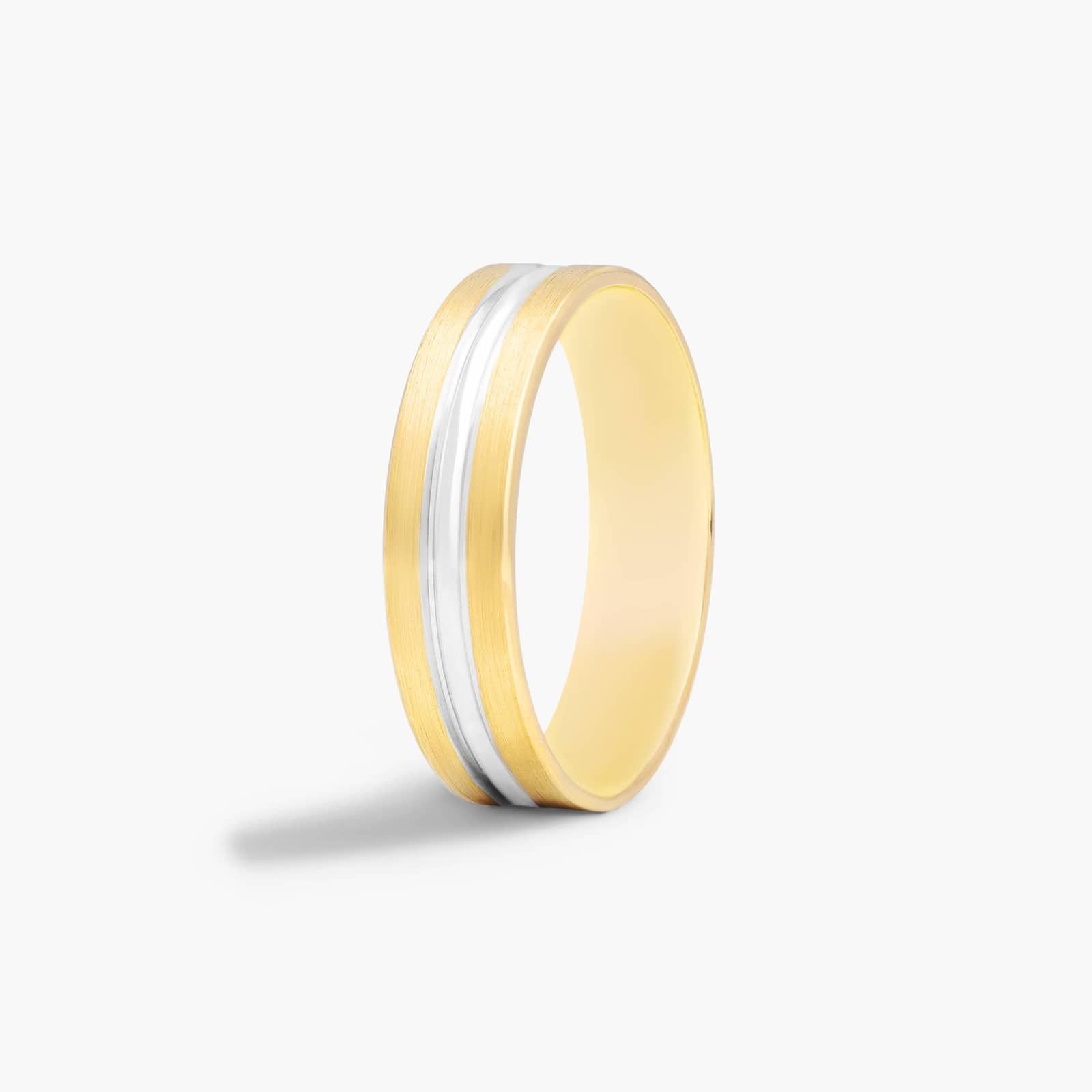 Grooved Men's Wedding Band In 14K Yellow And White Gold (6.00mm)
