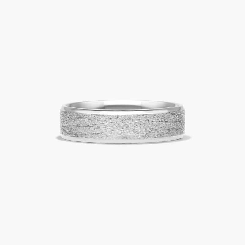 Wire Finish Men's Wedding Band In 14K White Gold (6.00mm)