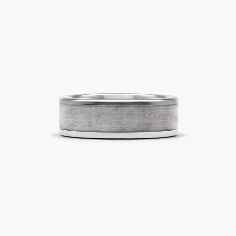 Satin Finish Men's Wedding Band In White Tungsten Carbide by TRITON (8.00mm)