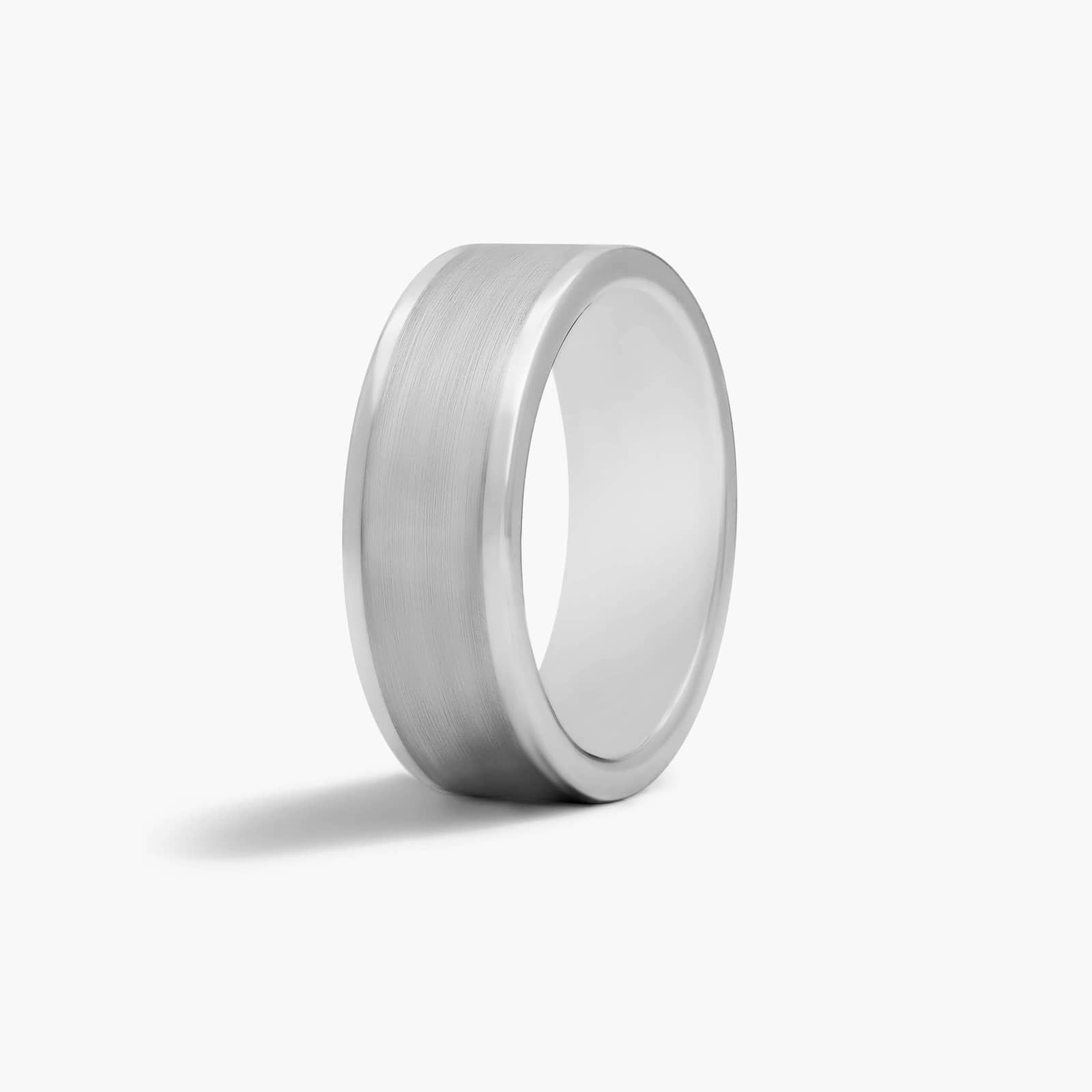 Satin Finish Men's Wedding Band In White Tungsten Carbide by TRITON (8.00mm)