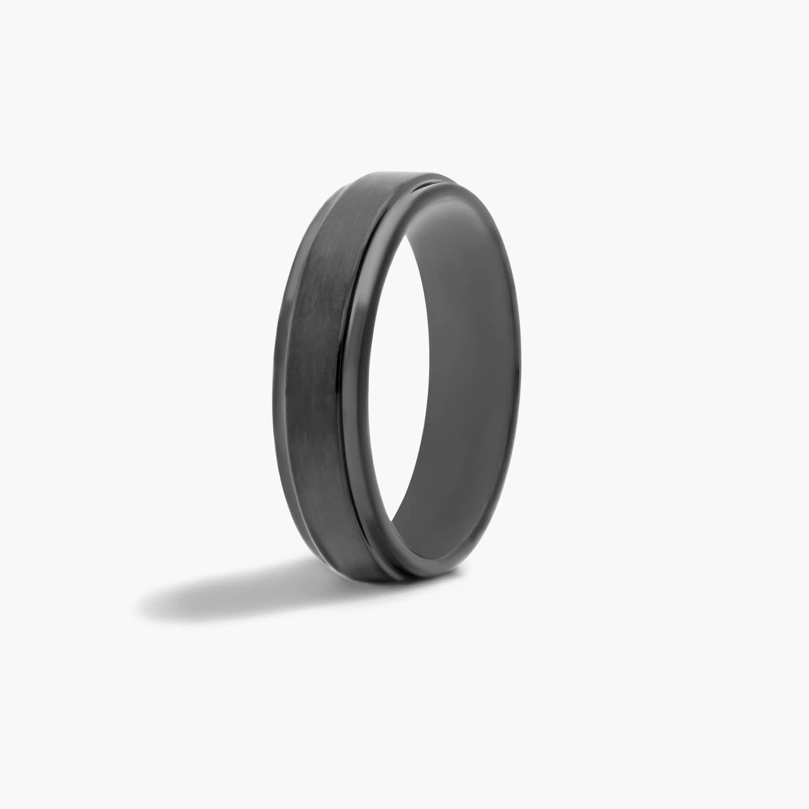 Bright Step Men's Wedding Band In Black Tungsten Carbide by TRITON (6.00mm)