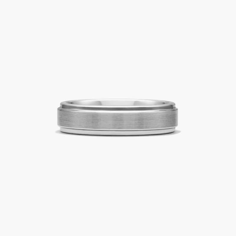Bright Step Men's Wedding Band In White Tungsten Carbide by TRITON (6.00mm)