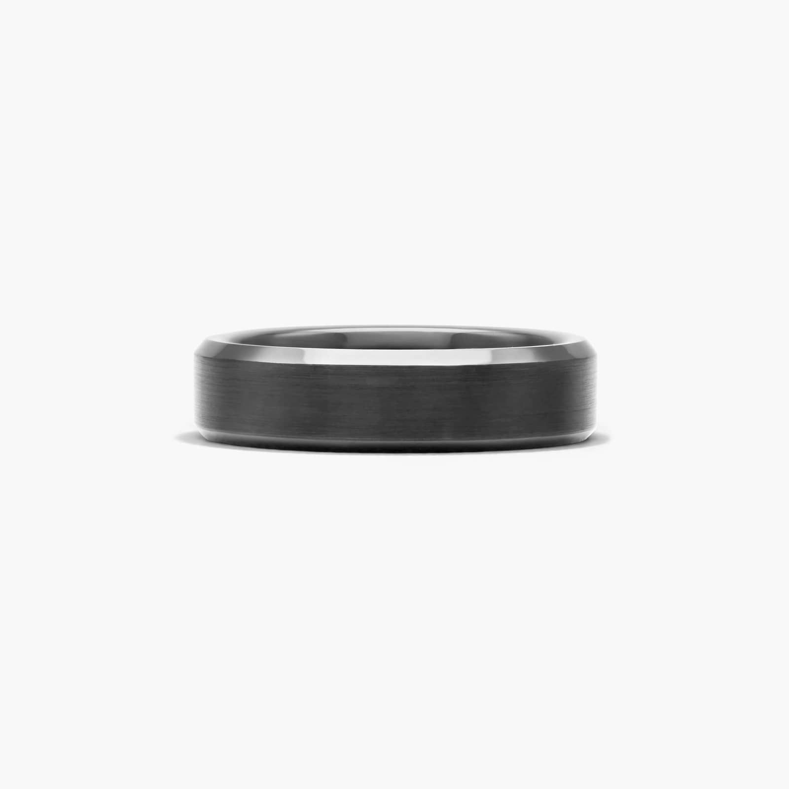 Bevel Edge Men's Wedding Band In Black Tungsten Carbide by TRITON