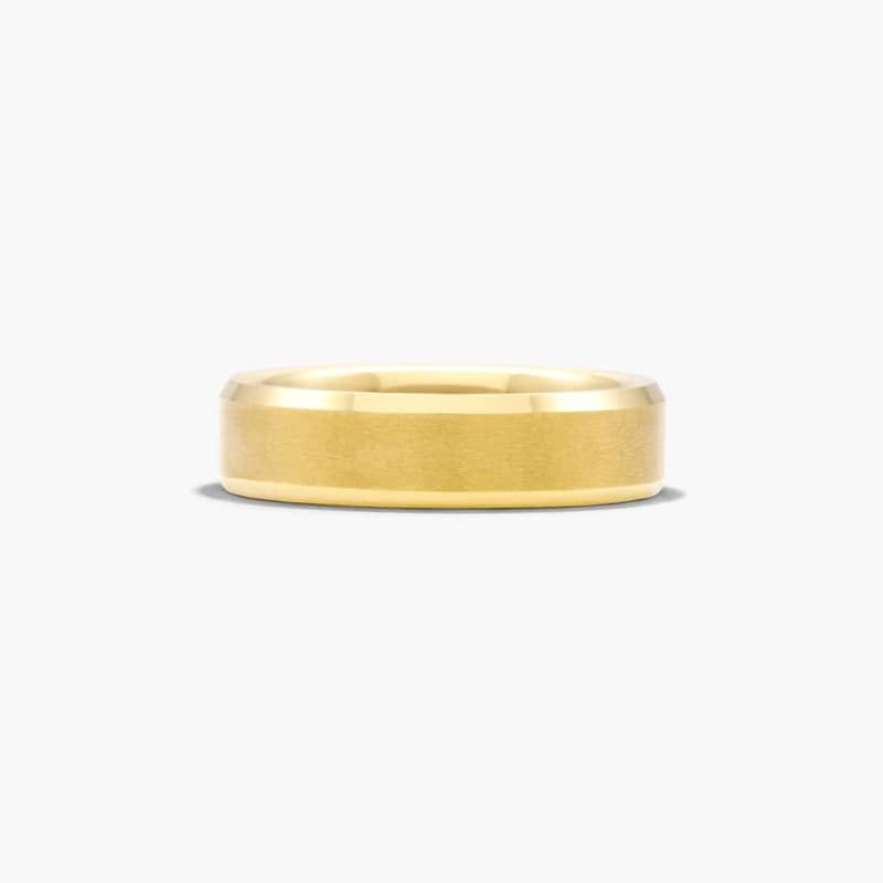 Bevel Edge Men's Wedding Band In Yellow Tungsten Carbide by TRITON (6.00mm)