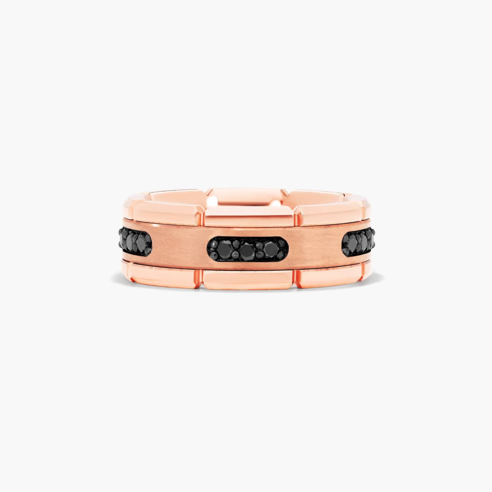 Men's Black Diamond Wedding Band In Rose Tungsten Carbide by TRITON (8.00mm)