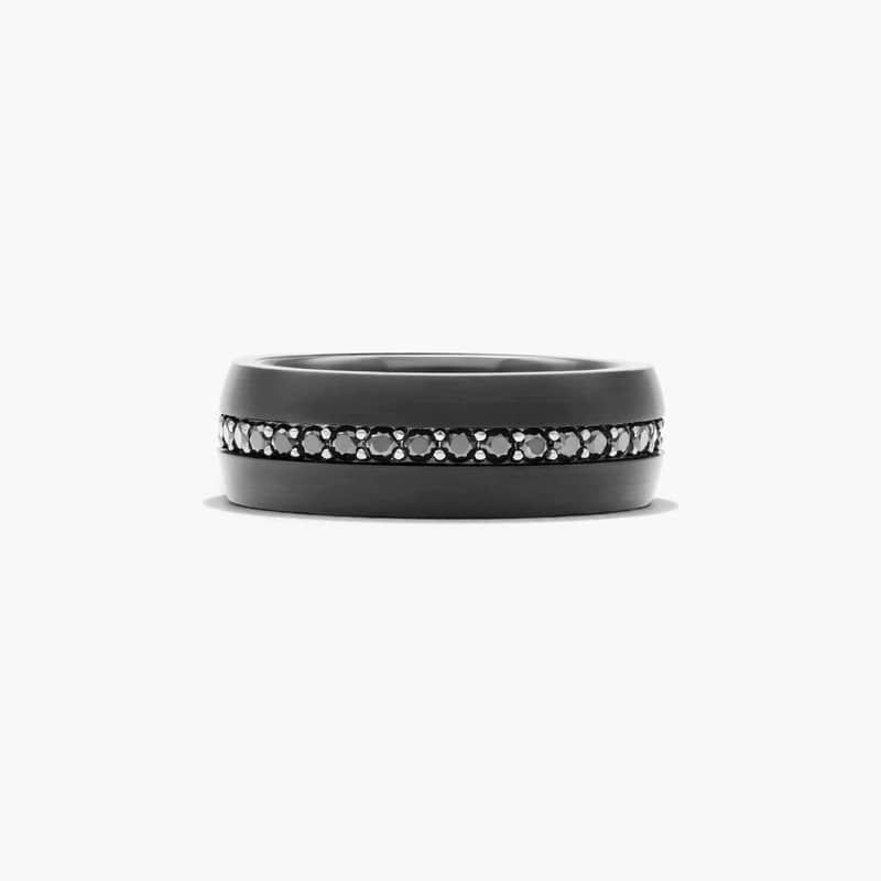 Comfort Fit Men's Wedding Band In Black Tungsten Carbide by TRITON (8.00mm)