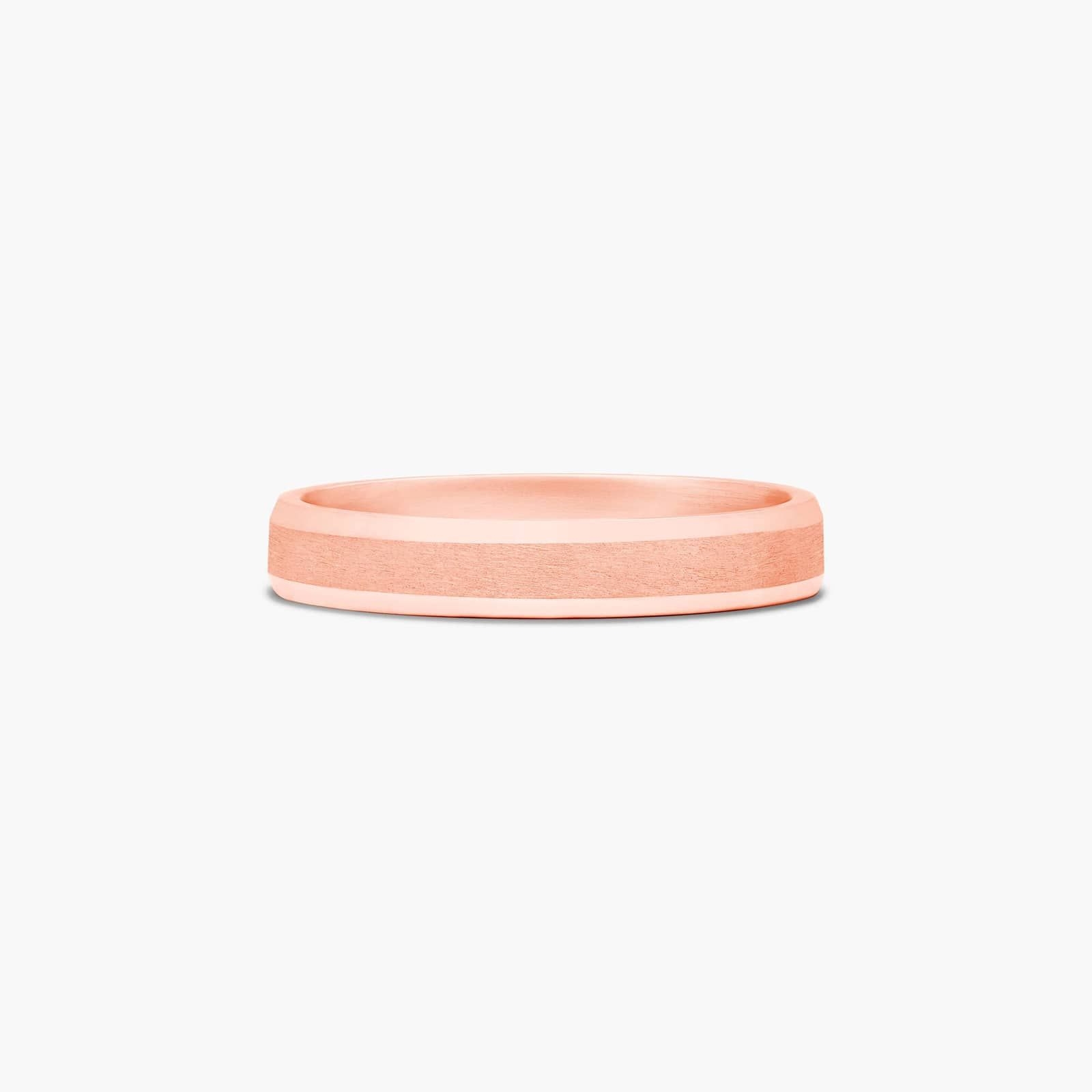 Comfort Fit Satin Beveled Edge Men's Wedding Band In 14K Rose Gold