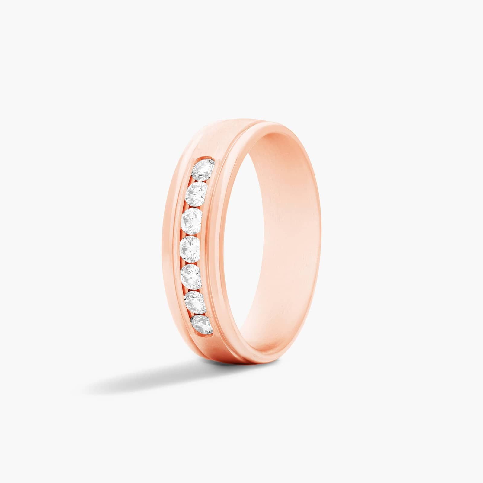 Channel Set Men's Diamond Wedding Band In 14K Rose Gold (6.00mm)