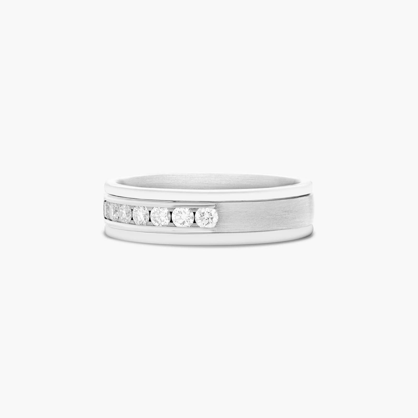 Channel Set Men's Diamond Wedding Band In 18K White Gold (6.00mm)