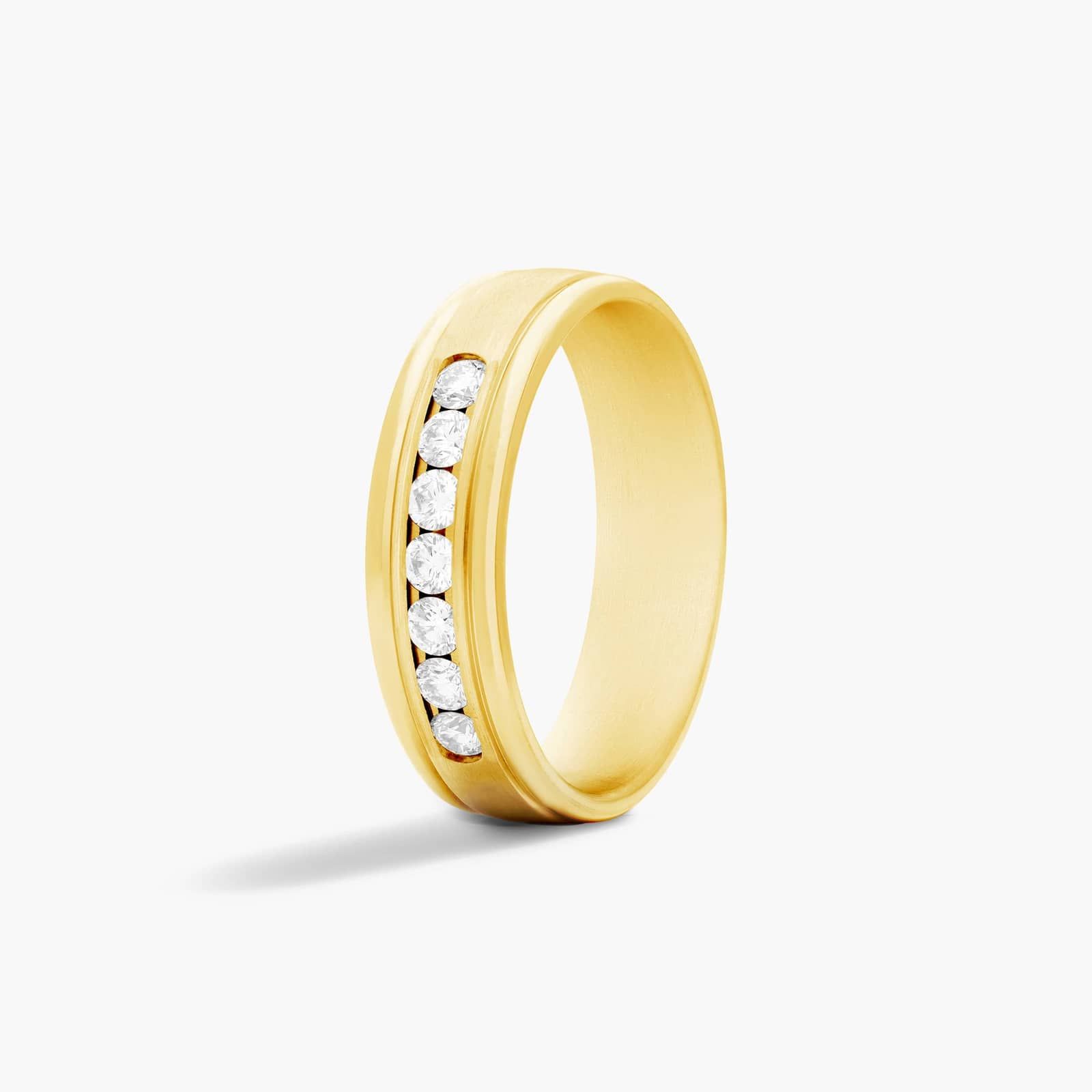 Channel Set Men's Diamond Wedding Band In 14K Yellow Gold (6.00mm)