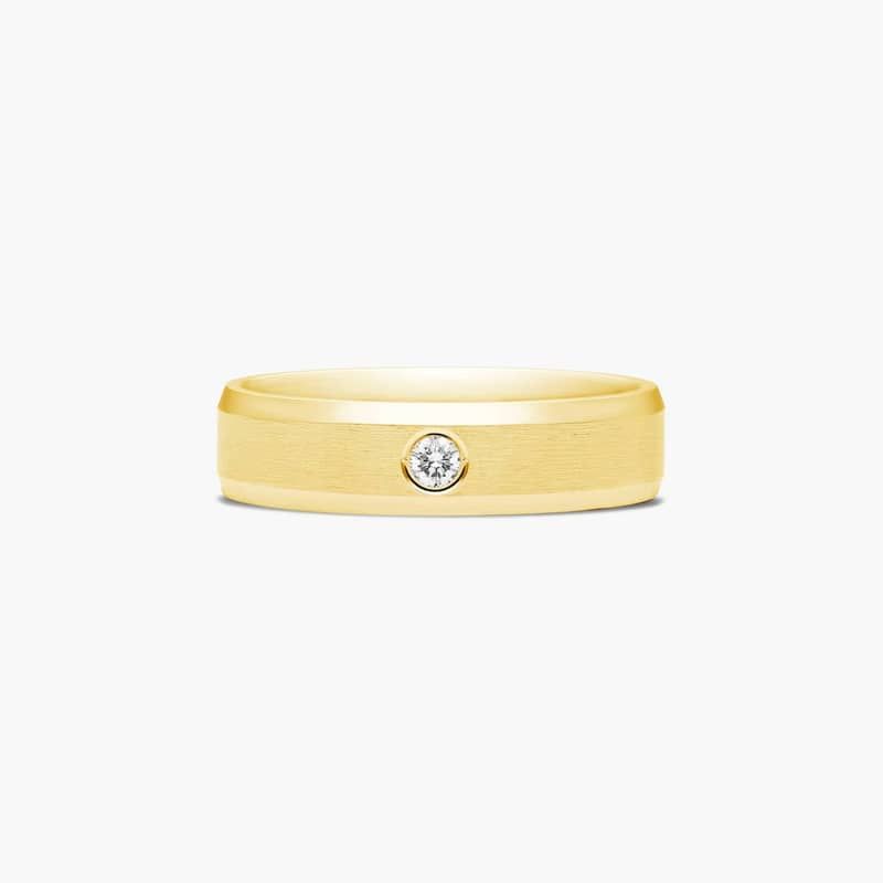 Beveled Bezel Set Men's Diamond Wedding Band In 18K Yellow Gold (6.00mm)