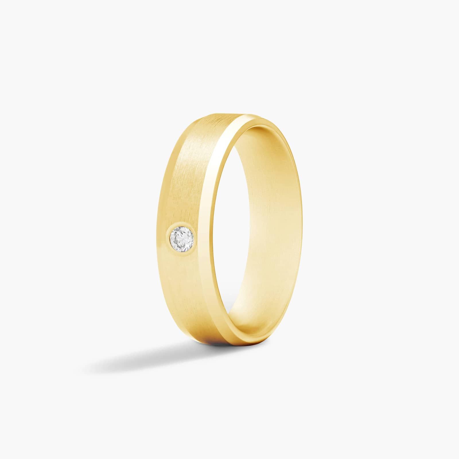 Beveled Bezel Set Men's Diamond Wedding Band In 14K Yellow Gold (6.00mm)