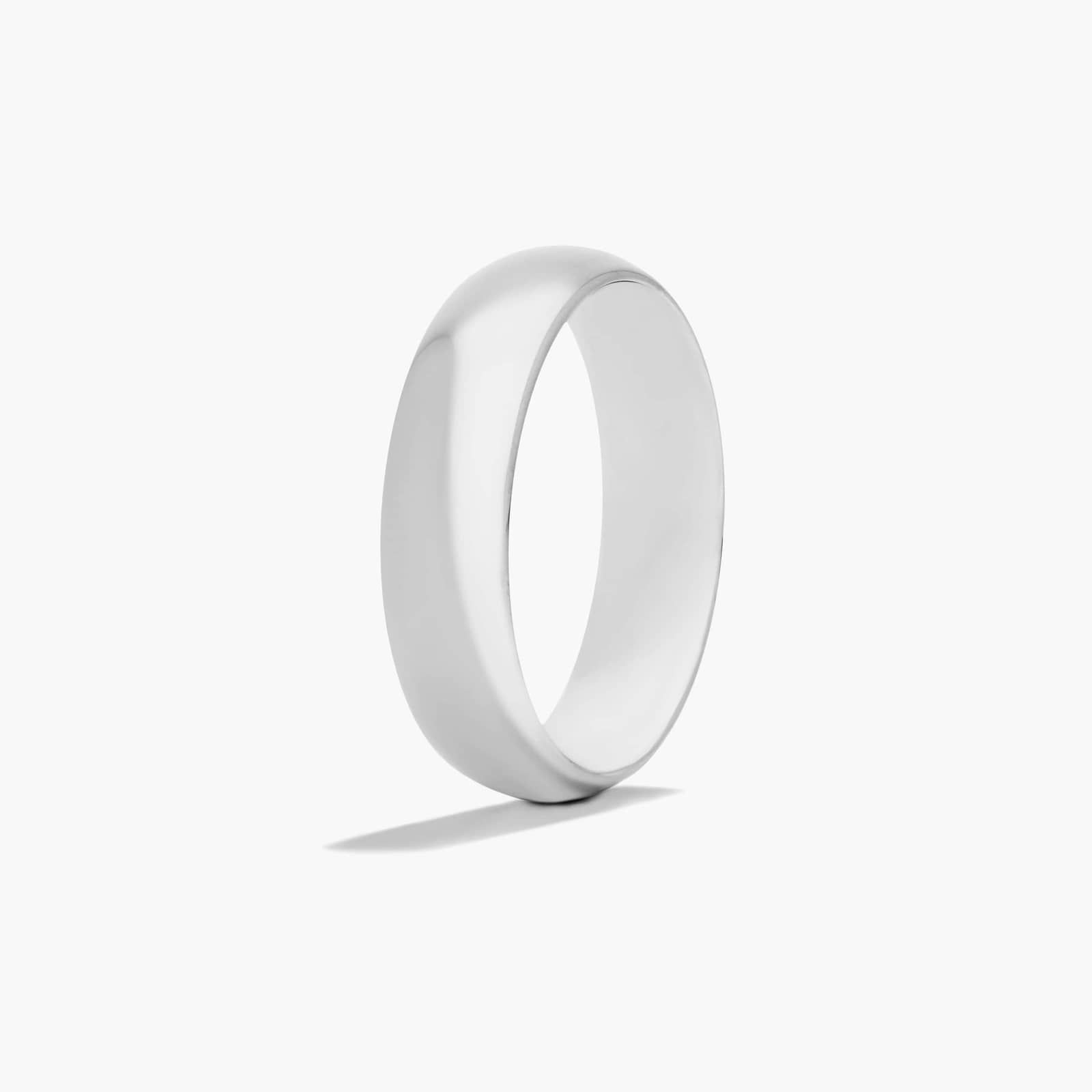Comfort Fit Slightly Domed  Wedding Band In 14K White Gold (6.00mm)