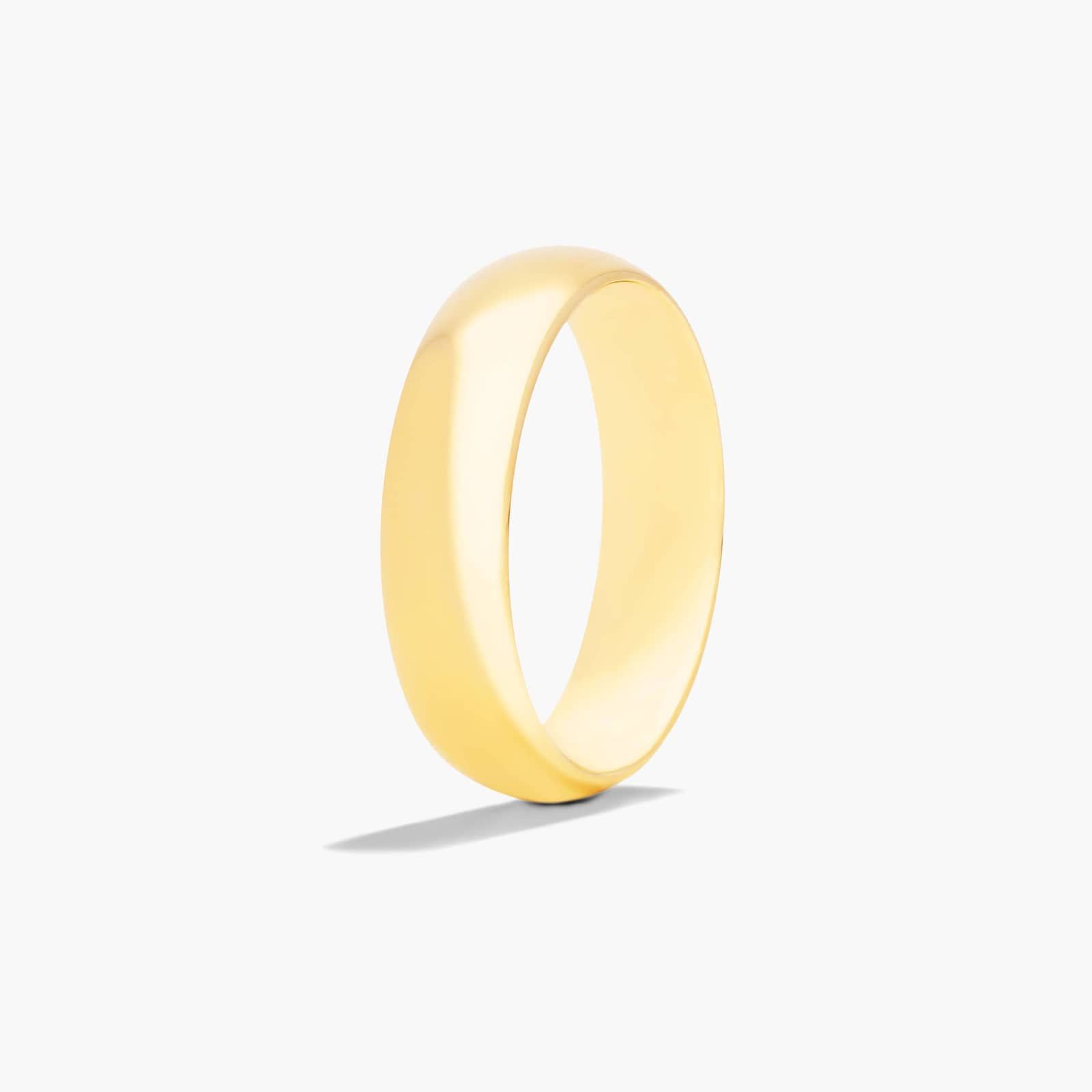 Comfort Fit Slightly Domed  Wedding Band In 14K Yellow Gold (6.00mm)