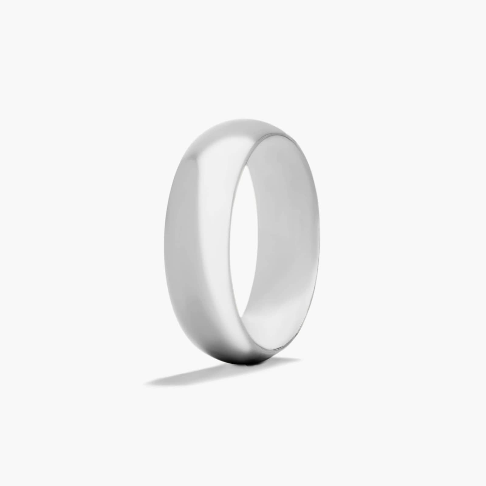 Comfort Fit Slightly Domed  Wedding Band In 14K White Gold (7.00mm)