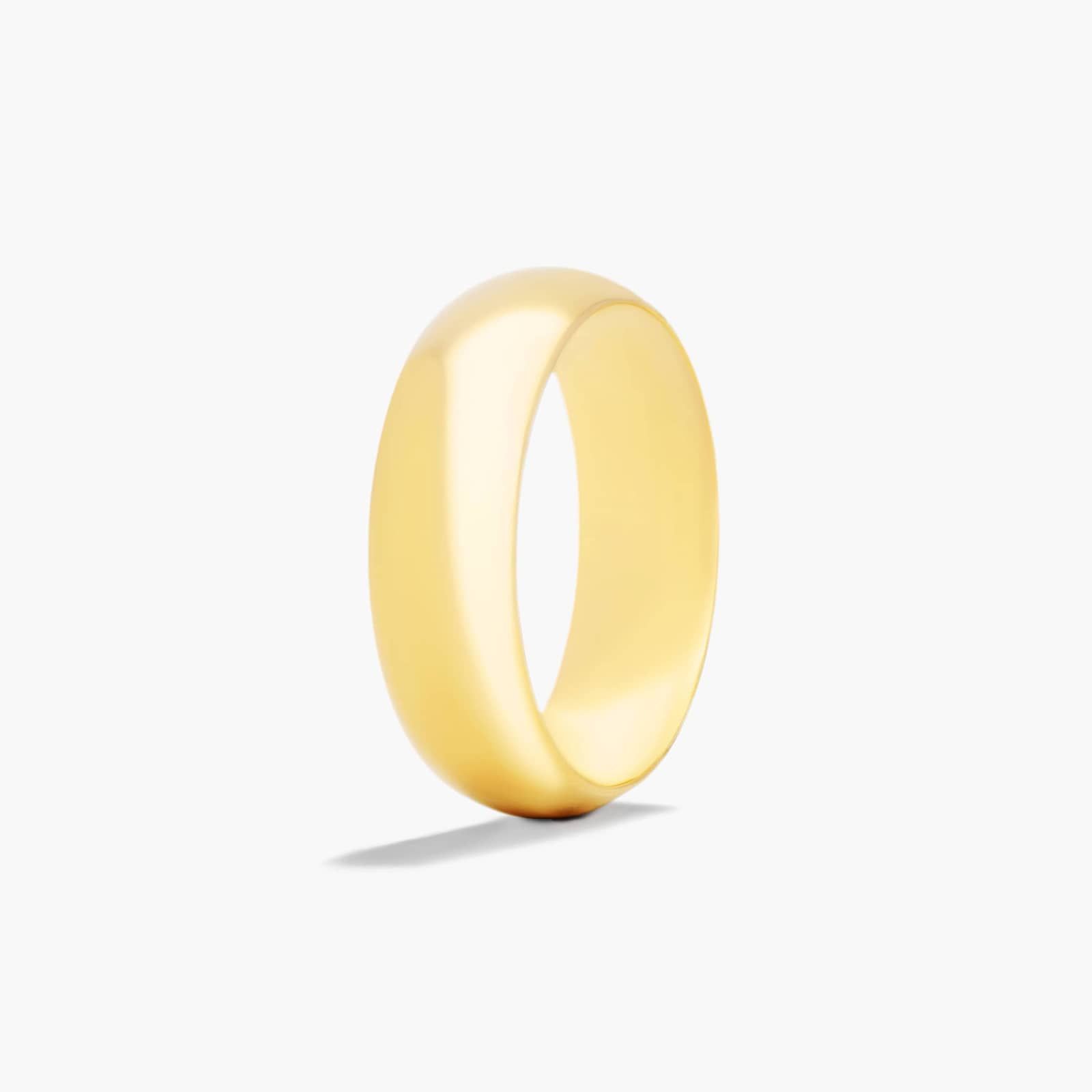 Comfort Fit Slightly Domed  Wedding Band In 18K Yellow Gold (7.00mm)
