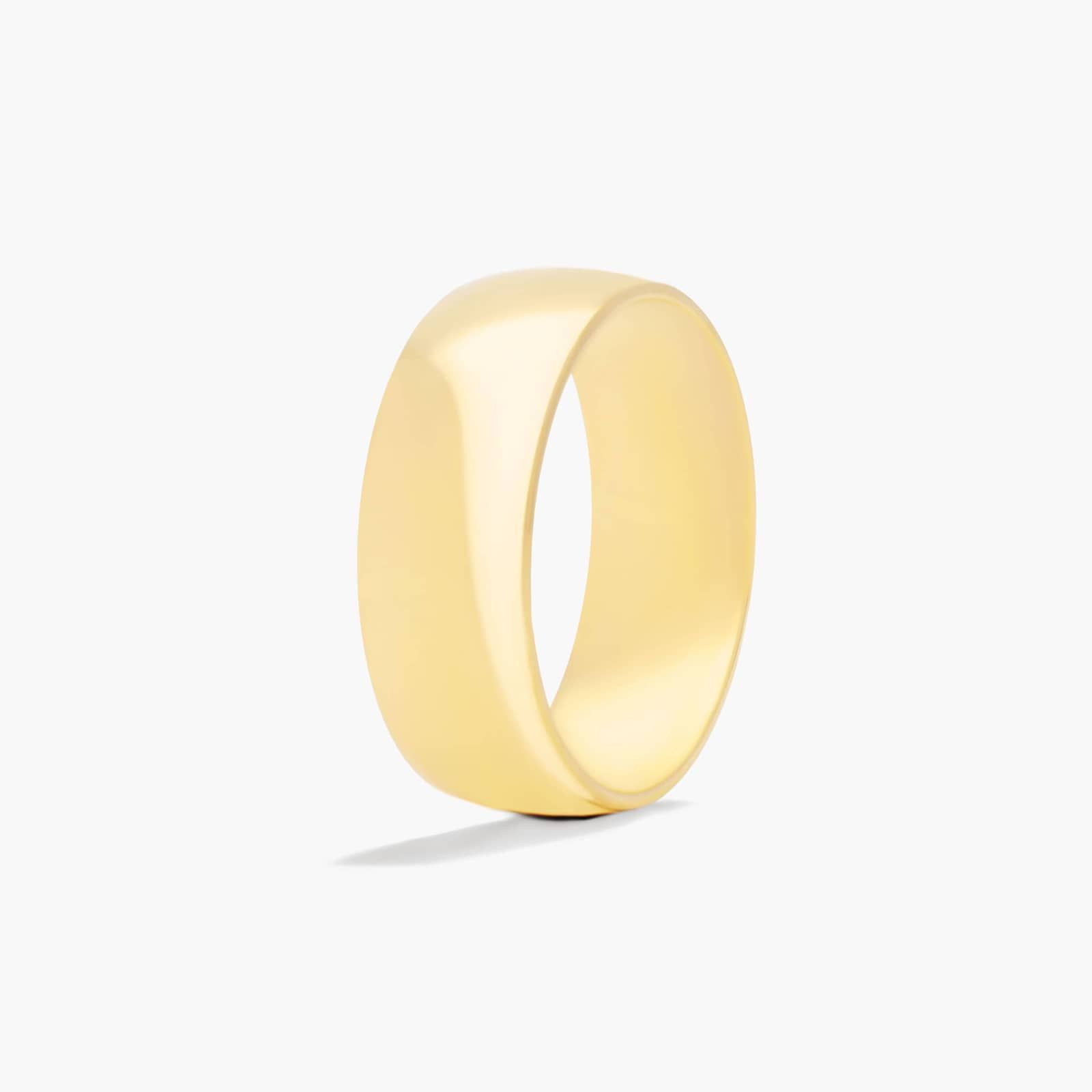Comfort Fit Slightly Domed  Wedding Band In 18K Yellow Gold (8.00mm)
