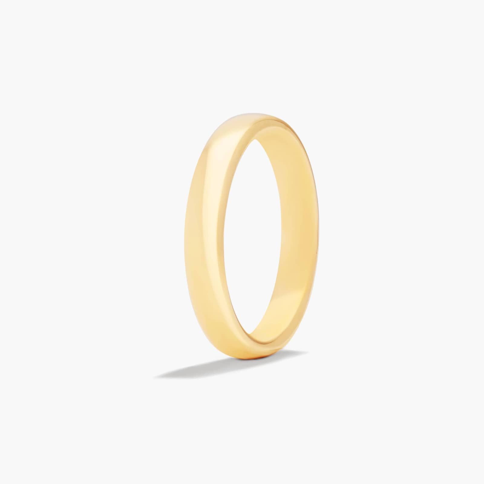 Comfort Fit Slightly Flat  Wedding Band In 14K Yellow Gold (3.50mm)