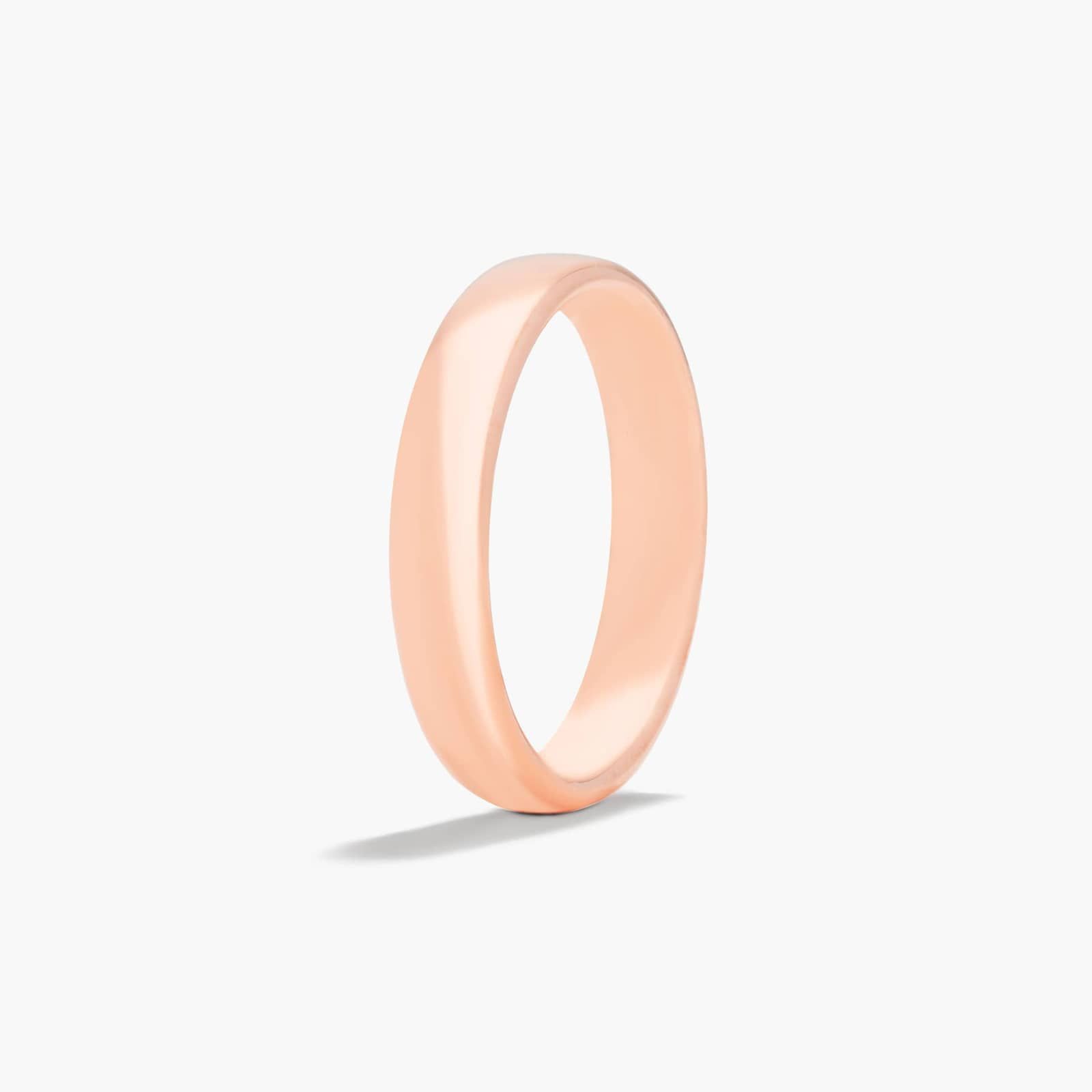 Comfort Fit Slightly Flat  Wedding Band In 14K Rose Gold (4.50mm)