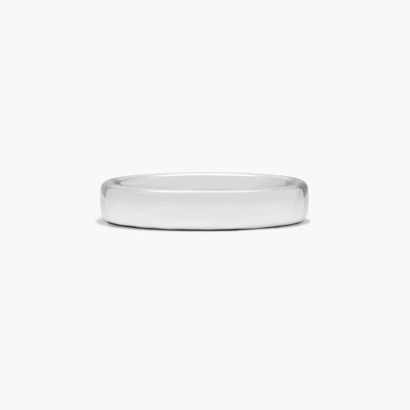 Comfort Fit Slightly Flat  Wedding Band In 14K White Gold (4.50mm)