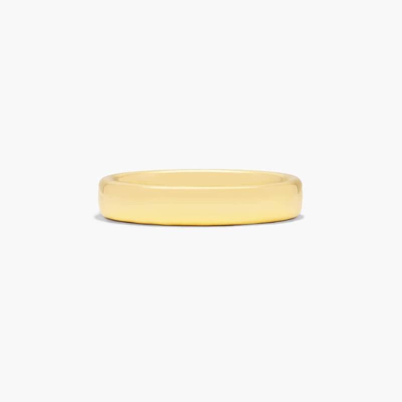 Comfort Fit Slightly Flat  Wedding Band In 14K Yellow Gold (4.50mm)