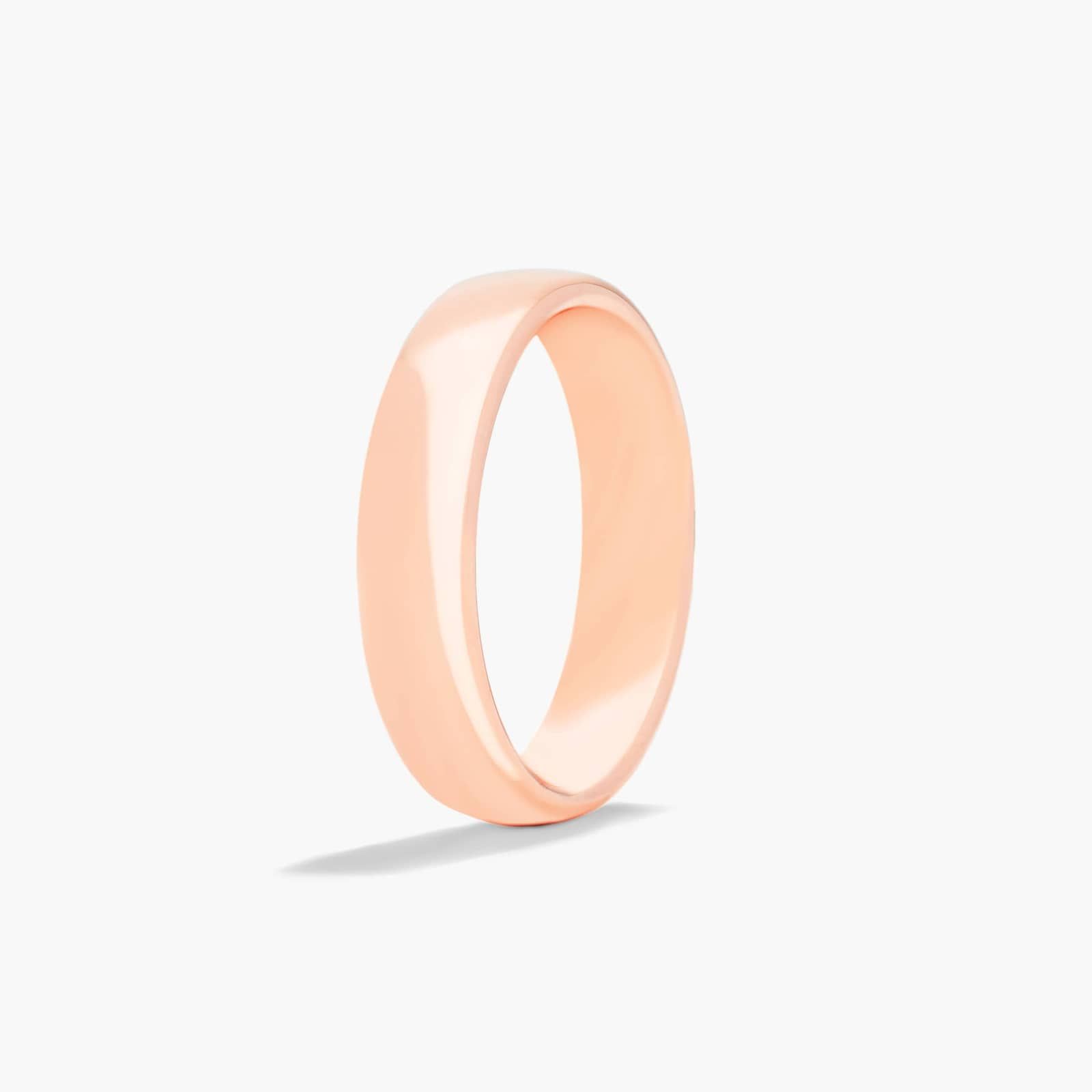 Comfort Fit Slightly Flat  Wedding Band In 14K Rose Gold (5.50mm)