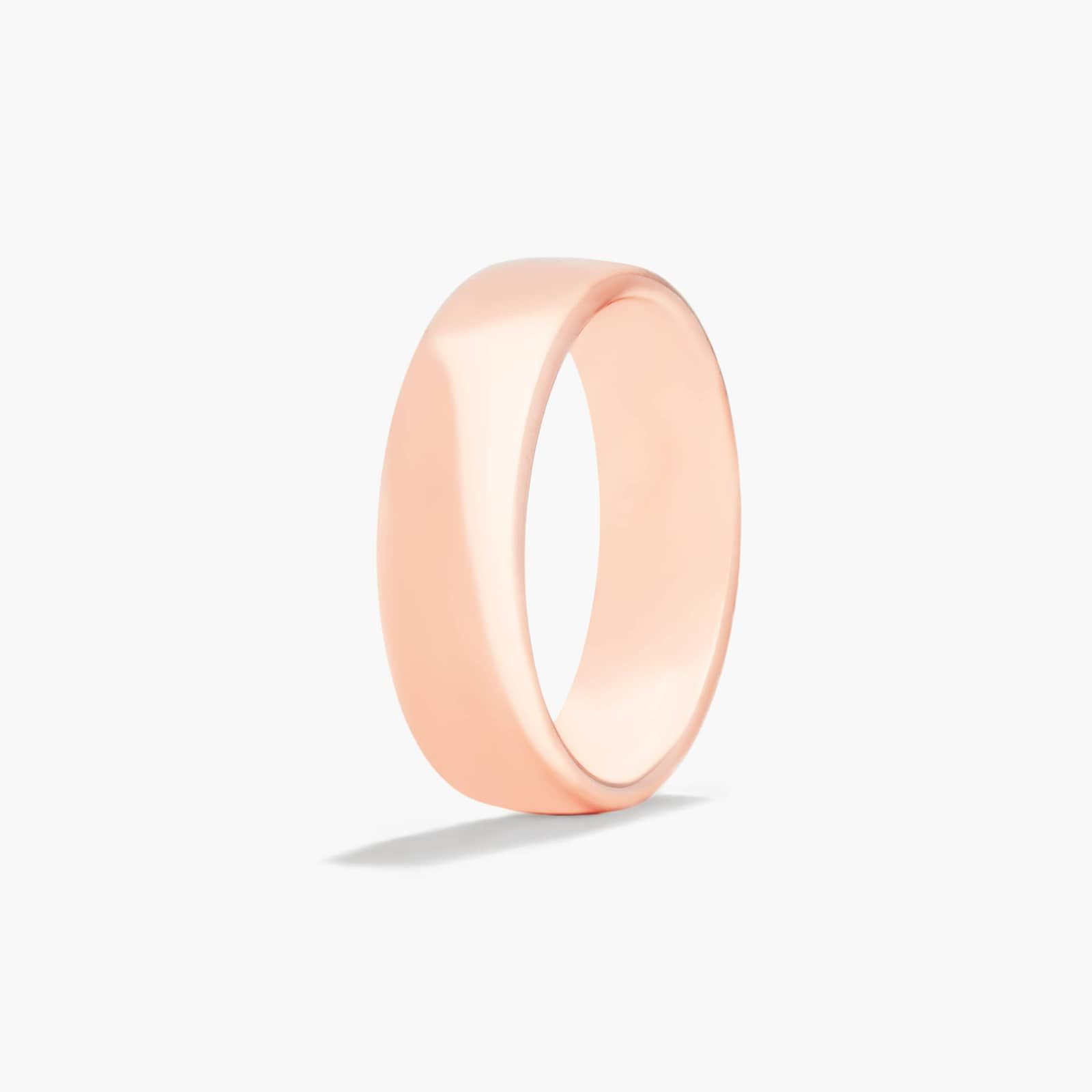 Comfort Fit Slightly Flat  Wedding Band In 14K Rose Gold (6.50mm)