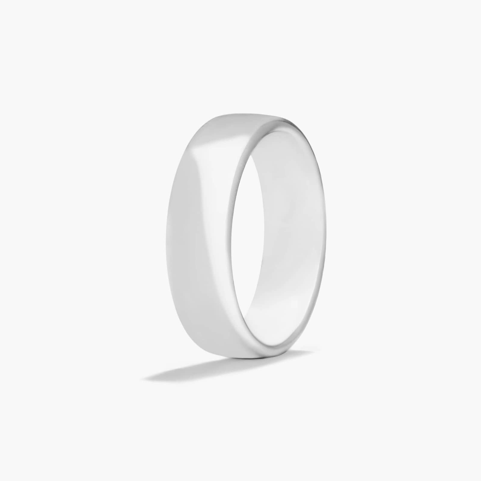 Comfort Fit Slightly Flat  Wedding Band In 14K White Gold (6.50mm)
