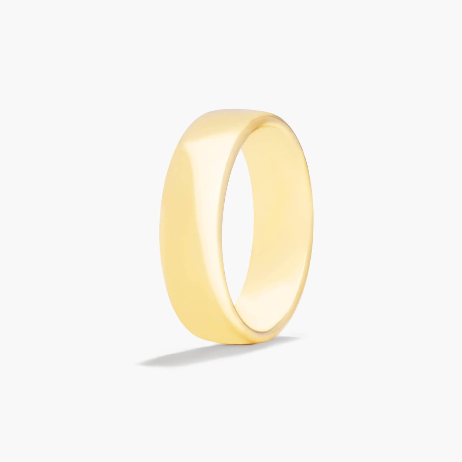 Comfort Fit Slightly Flat  Wedding Band In 18K Yellow Gold (6.50mm)