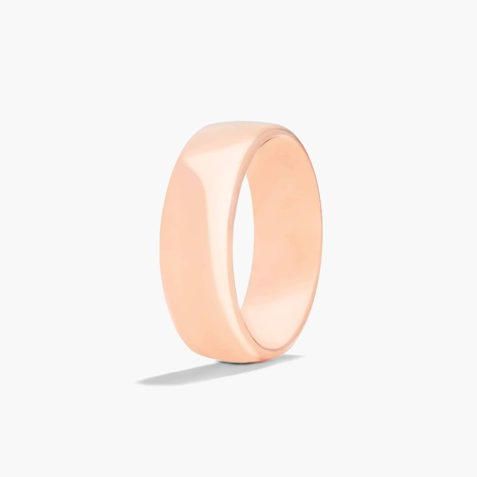 Comfort Fit Slightly Flat  Wedding Band In 14K Rose Gold (7.50mm)