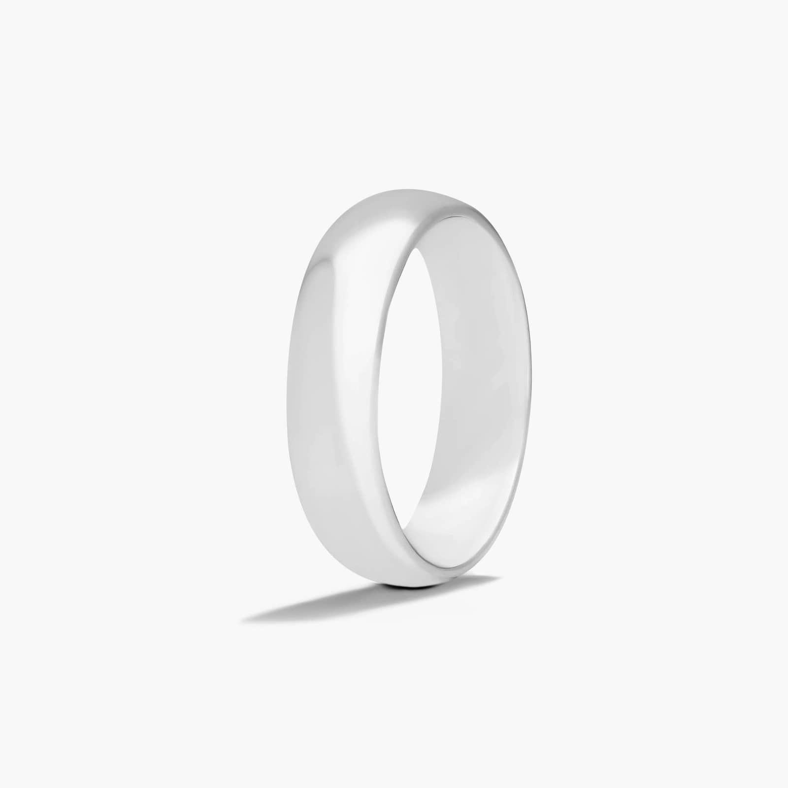 Comfort Fit High Dome Wedding Band In 14K White Gold (6.00mm)