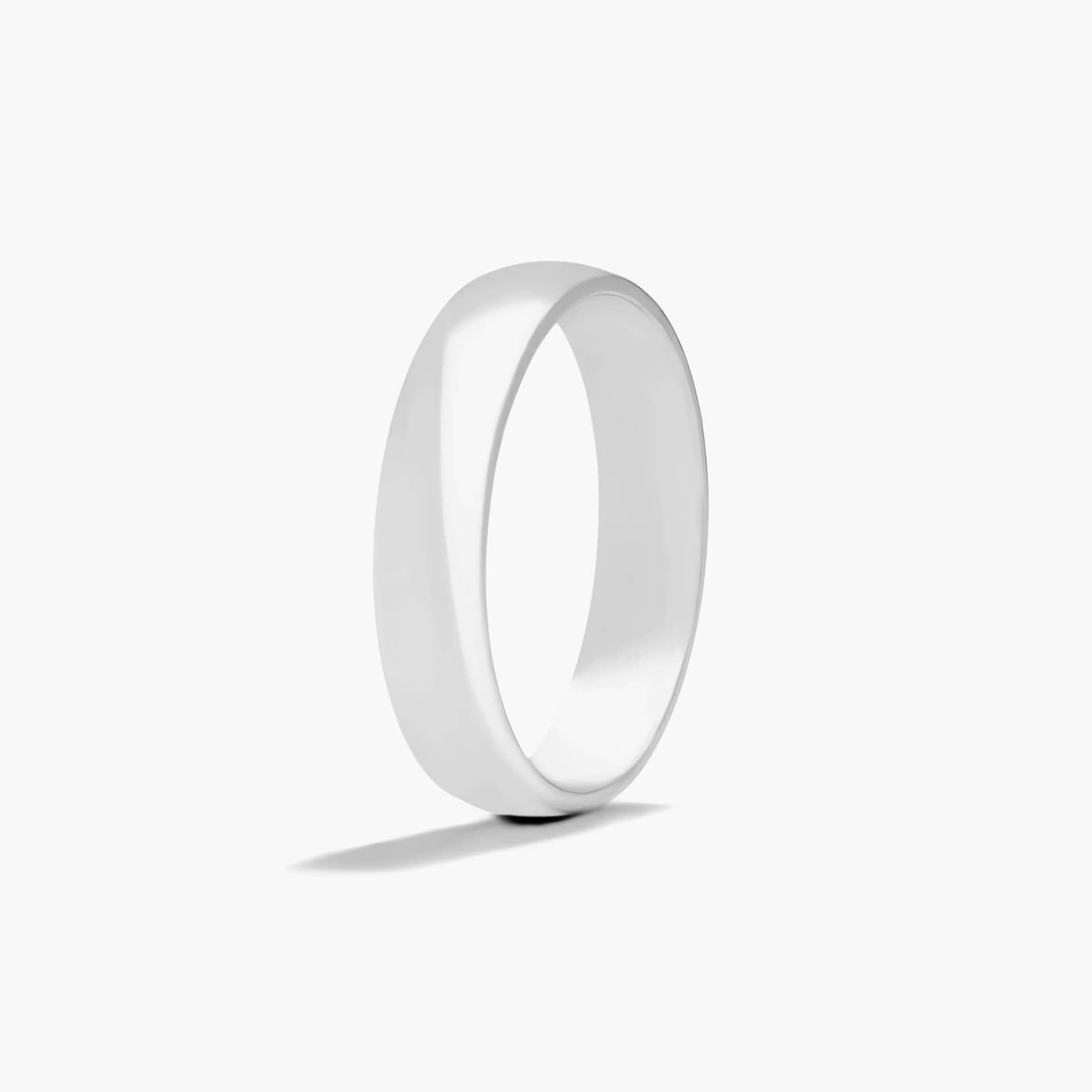 Low Dome Wedding Band In 14K White Gold (4.00mm)